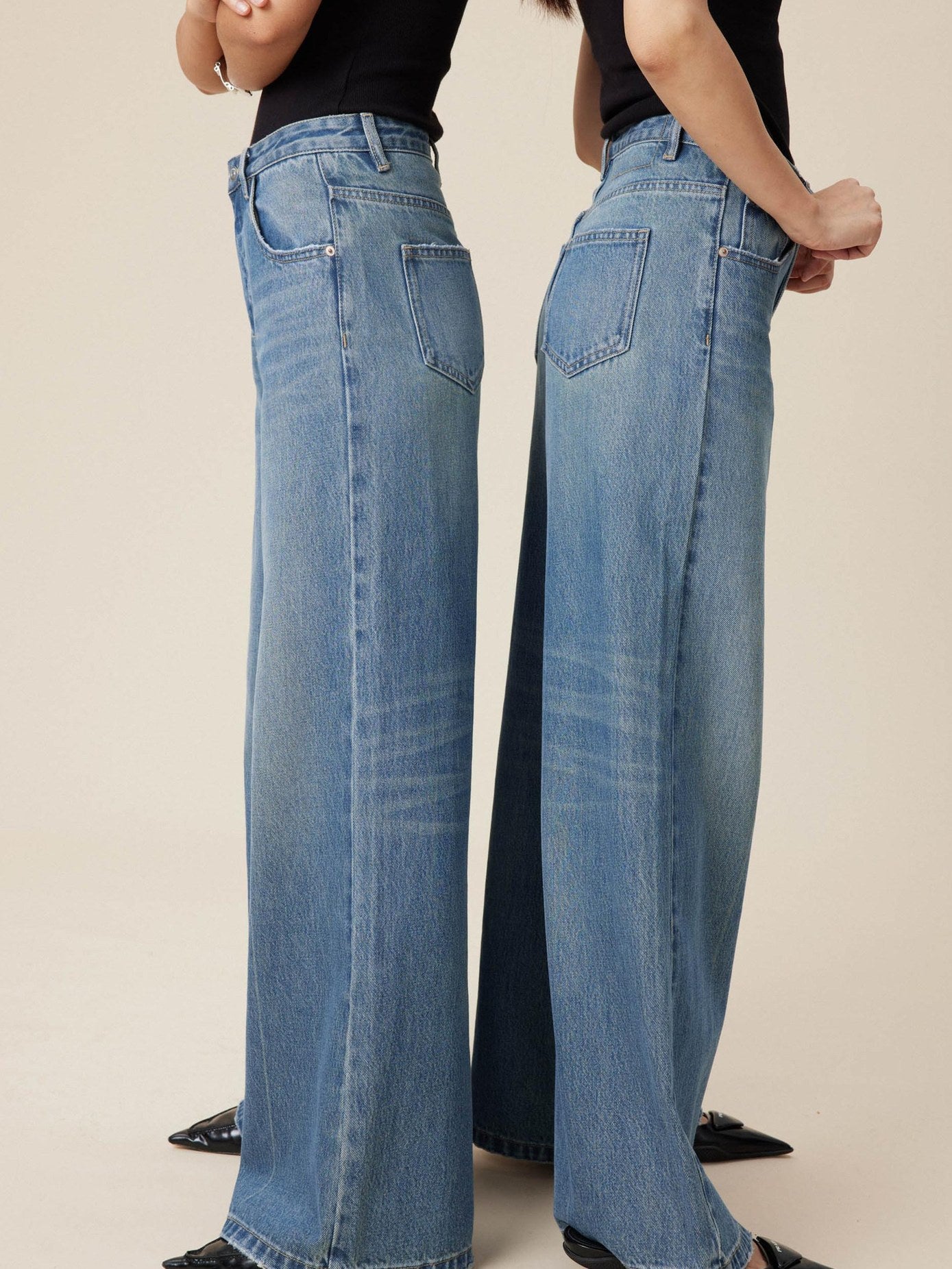 Miroment Vintage Distressed High Waist Loose Fit Cotton Women Classic Denim Jeans
