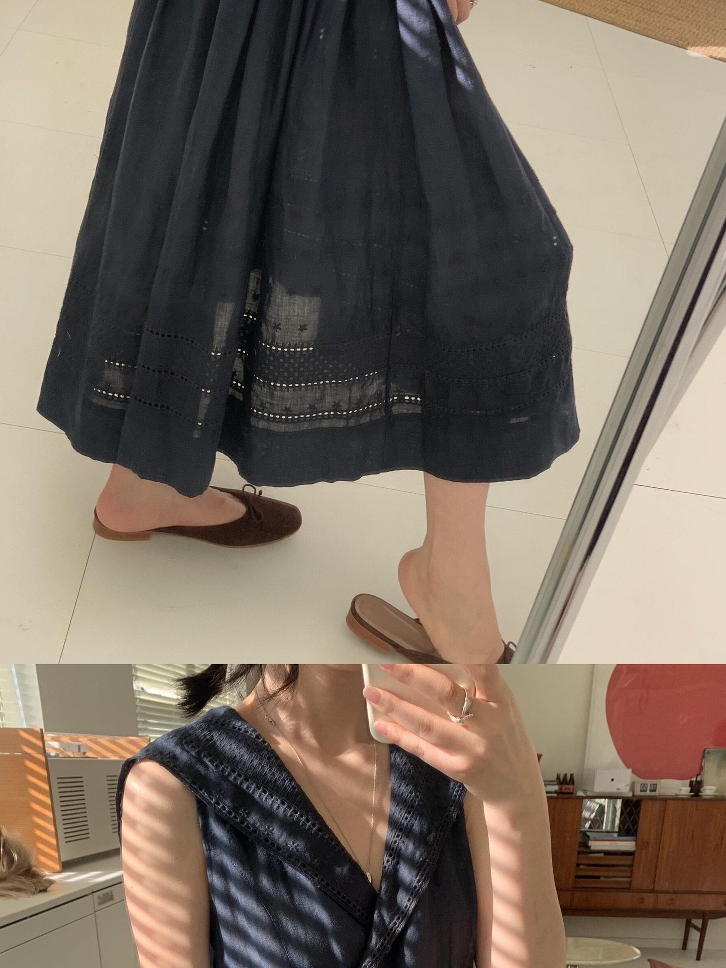 Miroment Elegant Sleeveless High Waist A Line V-neck Women Pure Ramie Maxi Dresses