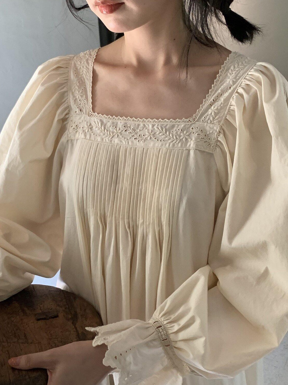 Miroment Organic Cotton Vintage Lace Long Sleeve Japanese Womens Elegant Maxi Dresses