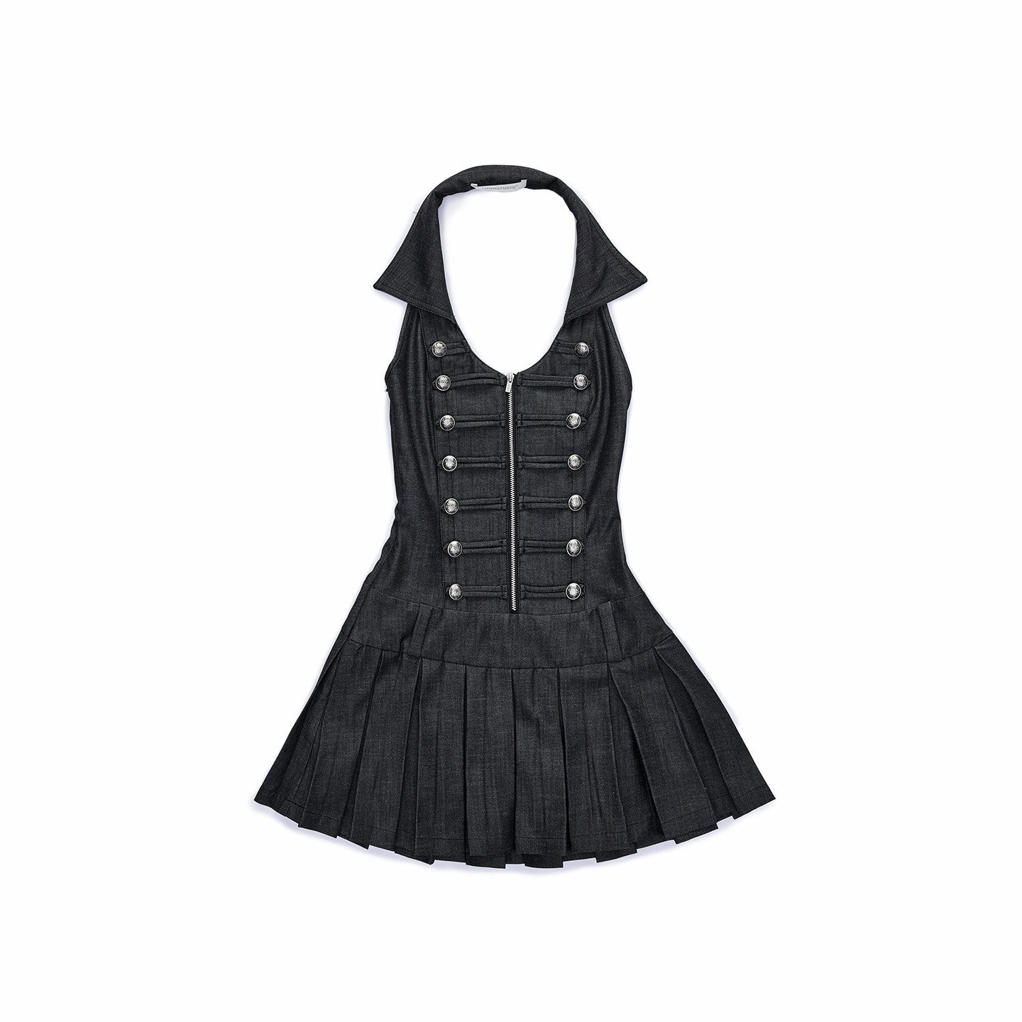 1JINN_STUDIO_Slim_Regal_Pleated_Double_Breasted_Collar_Sleeveless_Casual_Women_Mini_Dresses_MISSTT