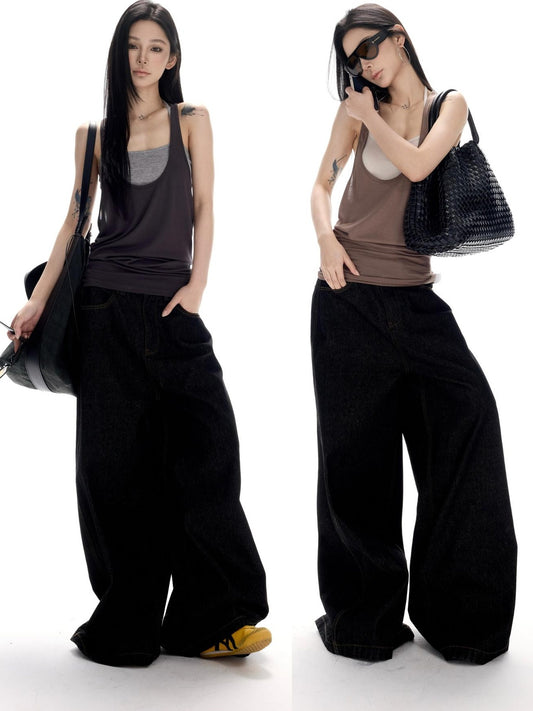 CrushOnit Breathable Lyocell Backless Loose U Neck Y Strap Women Stretch Layer Tank Tops