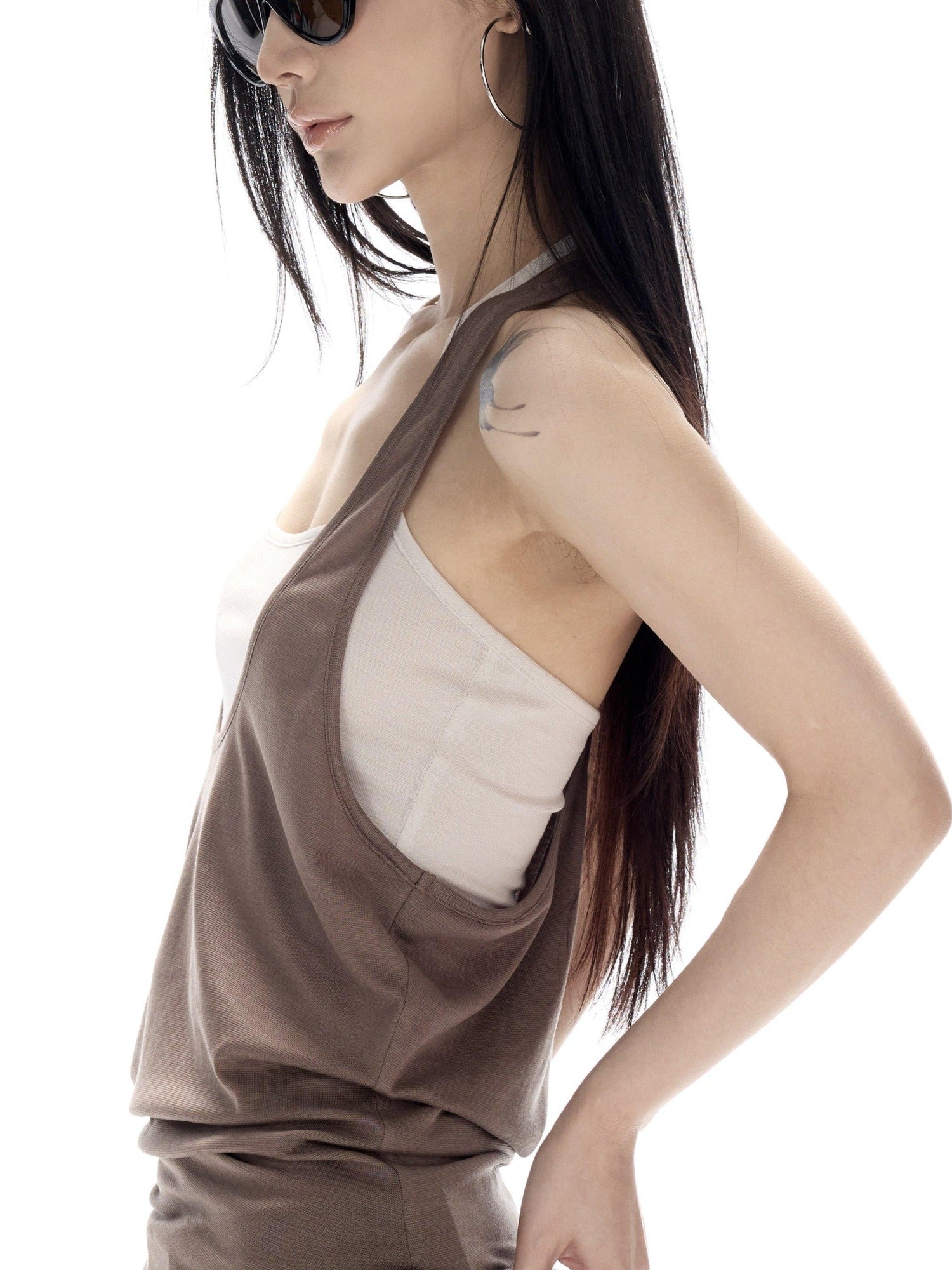 CrushOnit Breathable Lyocell Backless Loose U Neck Y Strap Women Stretch Layer Tank Tops