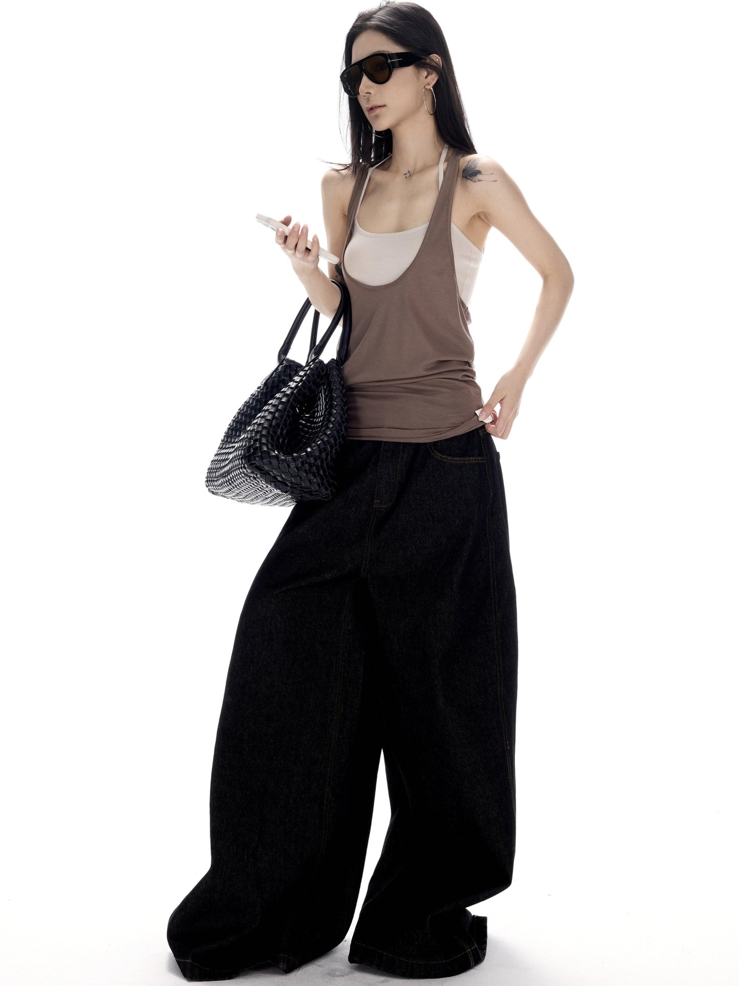 CrushOnit Breathable Lyocell Backless Loose U Neck Y Strap Women Stretch Layer Tank Tops