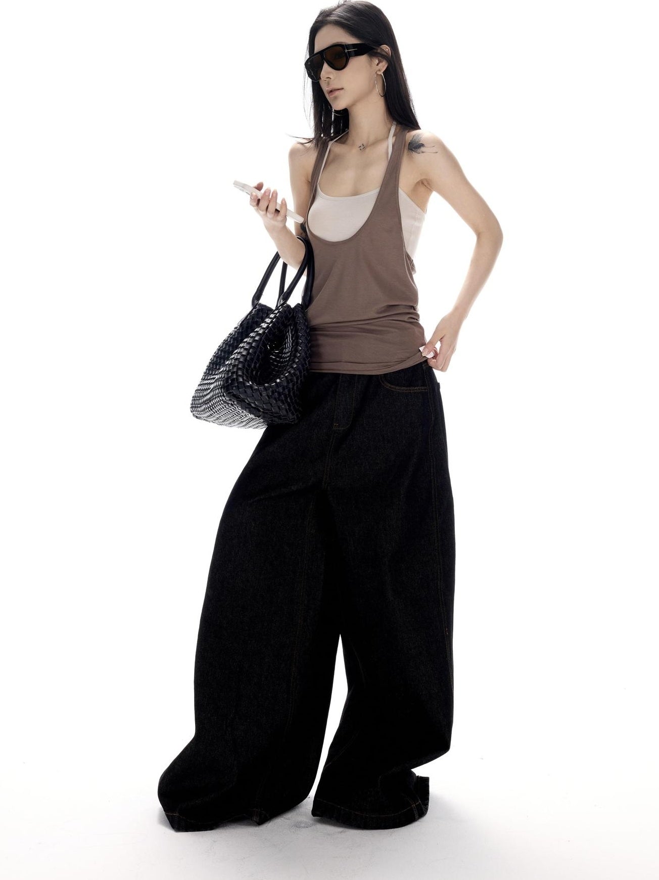CrushOnit Breathable Lyocell Backless Loose U Neck Y Strap Women Stretch Layer Tank Tops
