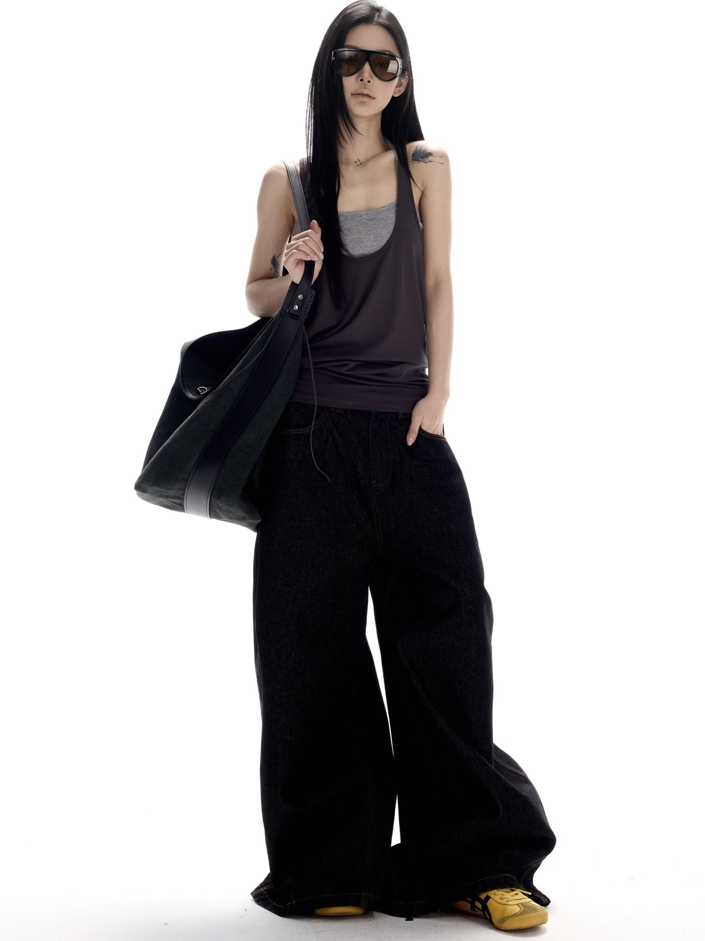 CrushOnit Breathable Lyocell Backless Loose U Neck Y Strap Women Stretch Layer Tank Tops