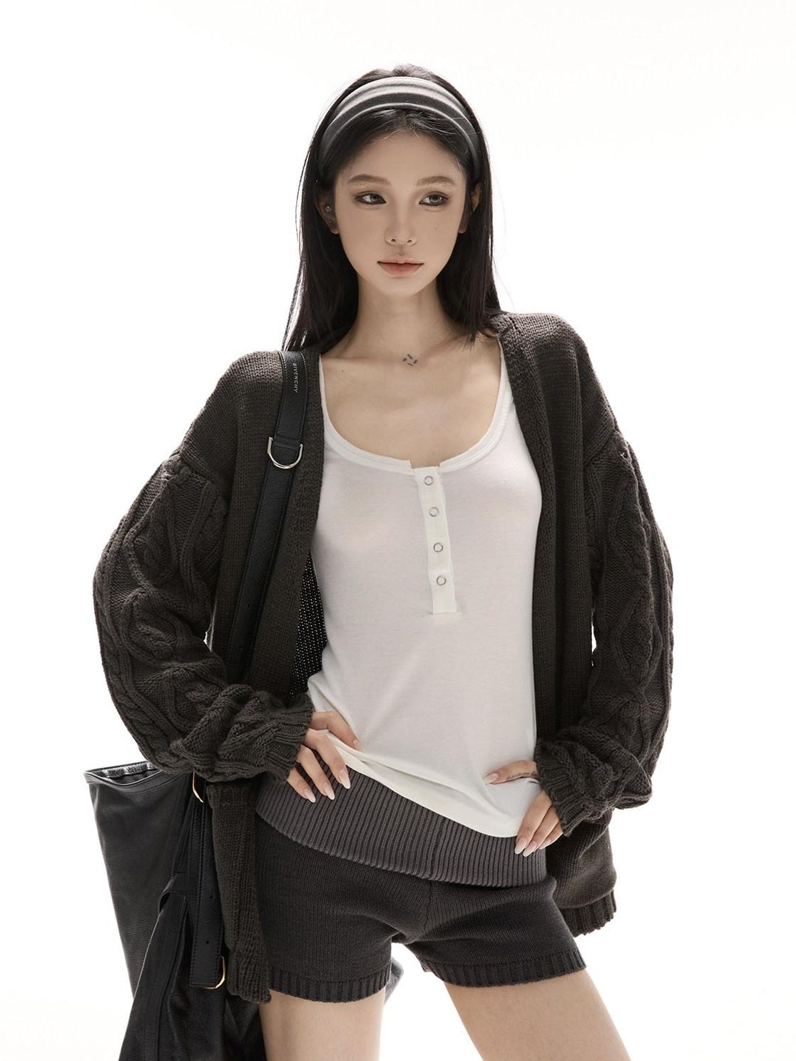 CrushOnit Breathable Tencel Slim Fit Crew Neck Button Women White Long Sleeve T-Shirts