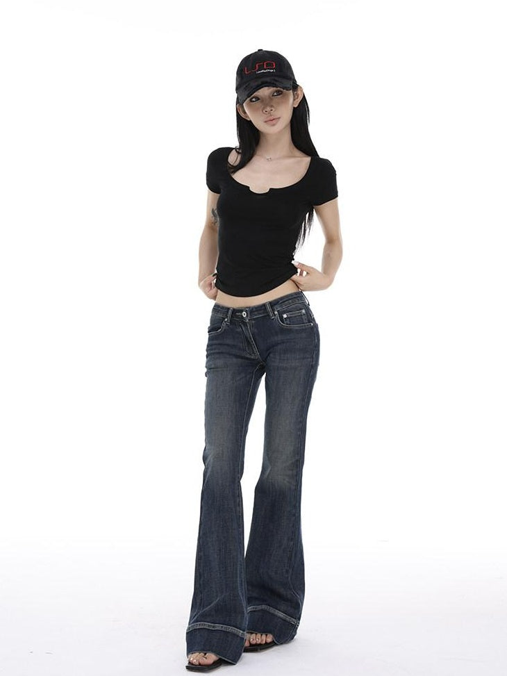 CrushOnit Cooling Lyocell Slim Fit Patchwork Women Black Cropped Short Sleeve T-Shirts
