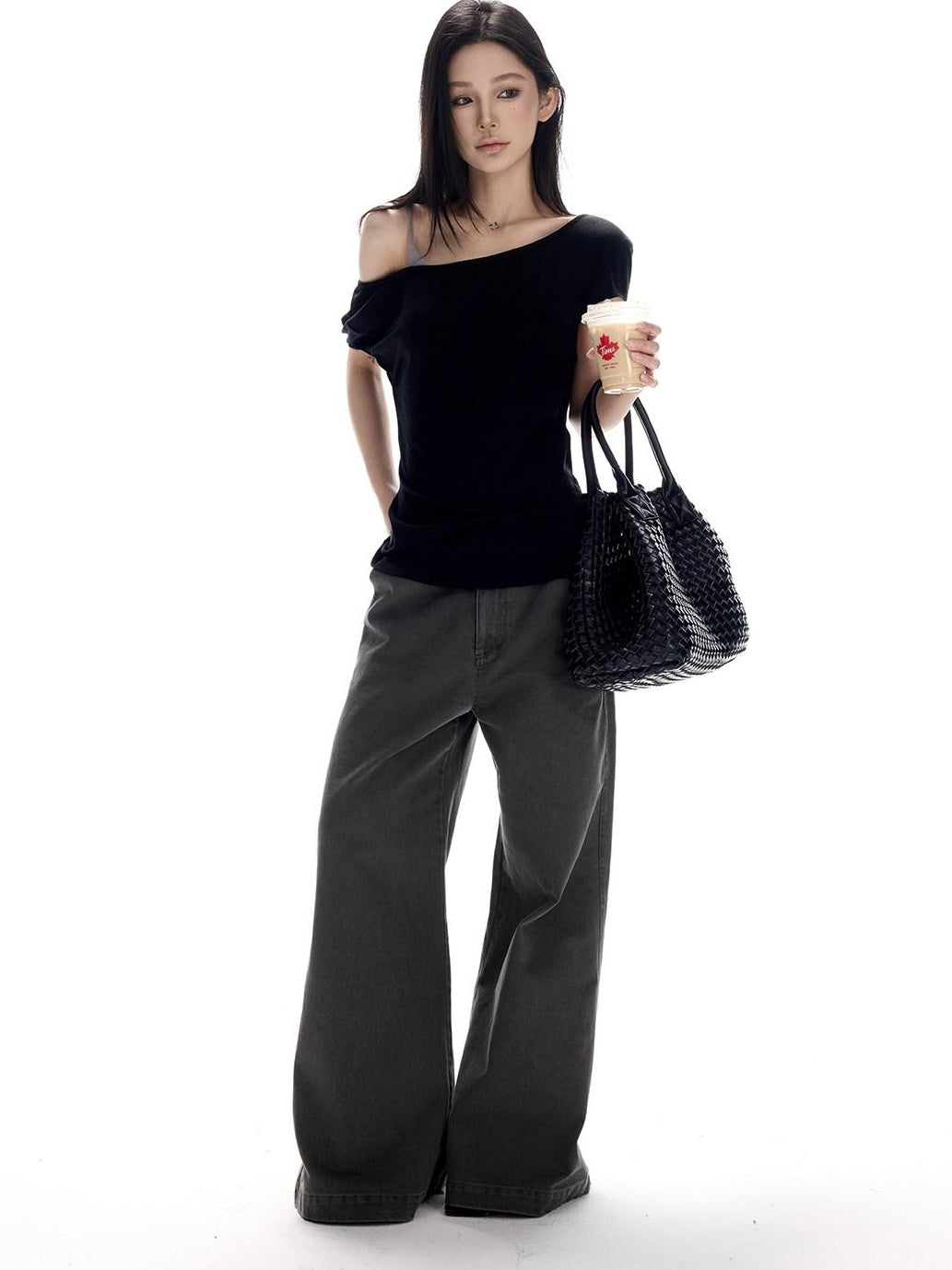 CrushOnit Cotton 100% Bleach Wash Pockets Mid Low Waist Cleanfit Casual Women Flared Pants