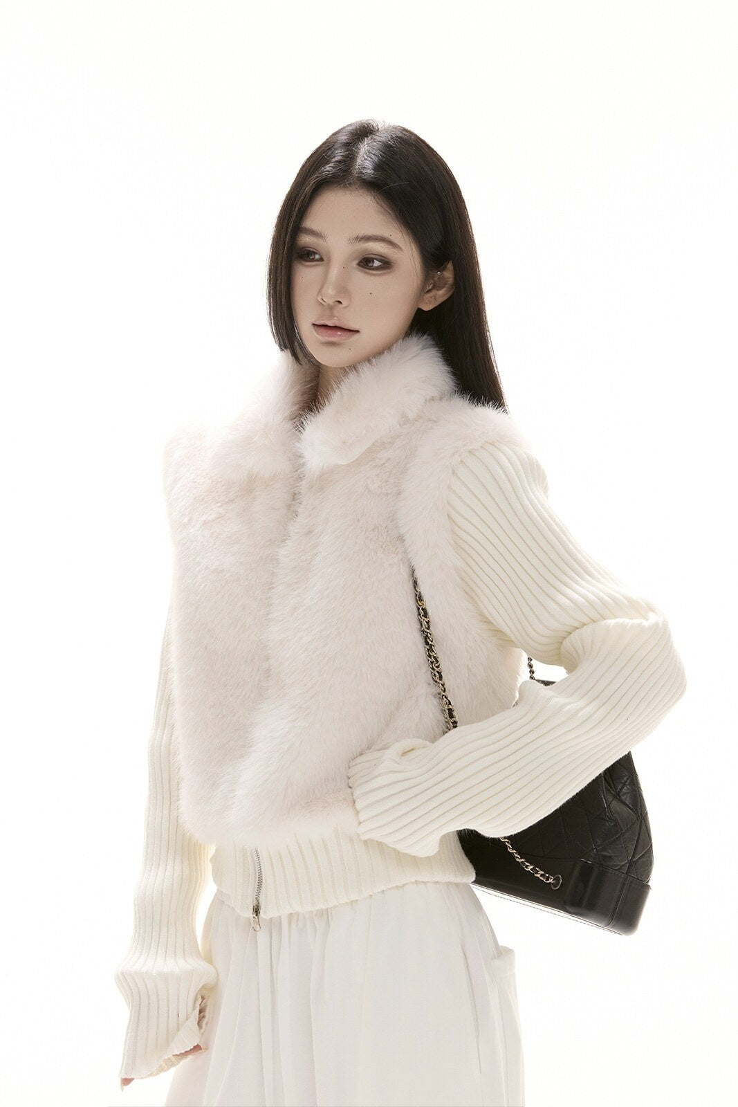 CrushOnit_Eco_Warm_Faux_Fur_Knit_Patch_Mock_Layered_Straight_Fit_Women_Zip_Front_Vests_MISSTT