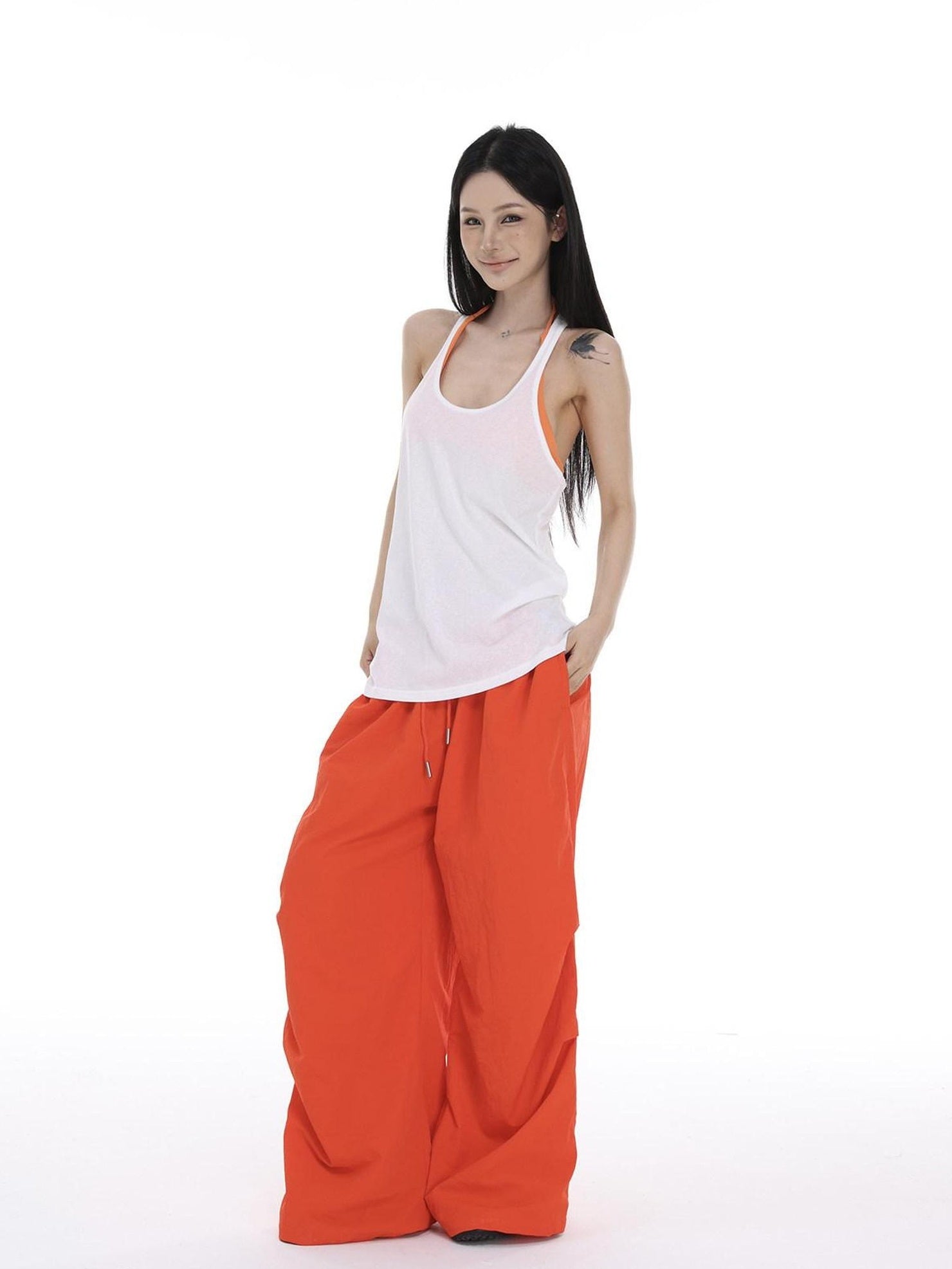 CrushOnit Lightweight 100% Cotton Straight Fit Racerback White Basic Tank Tops