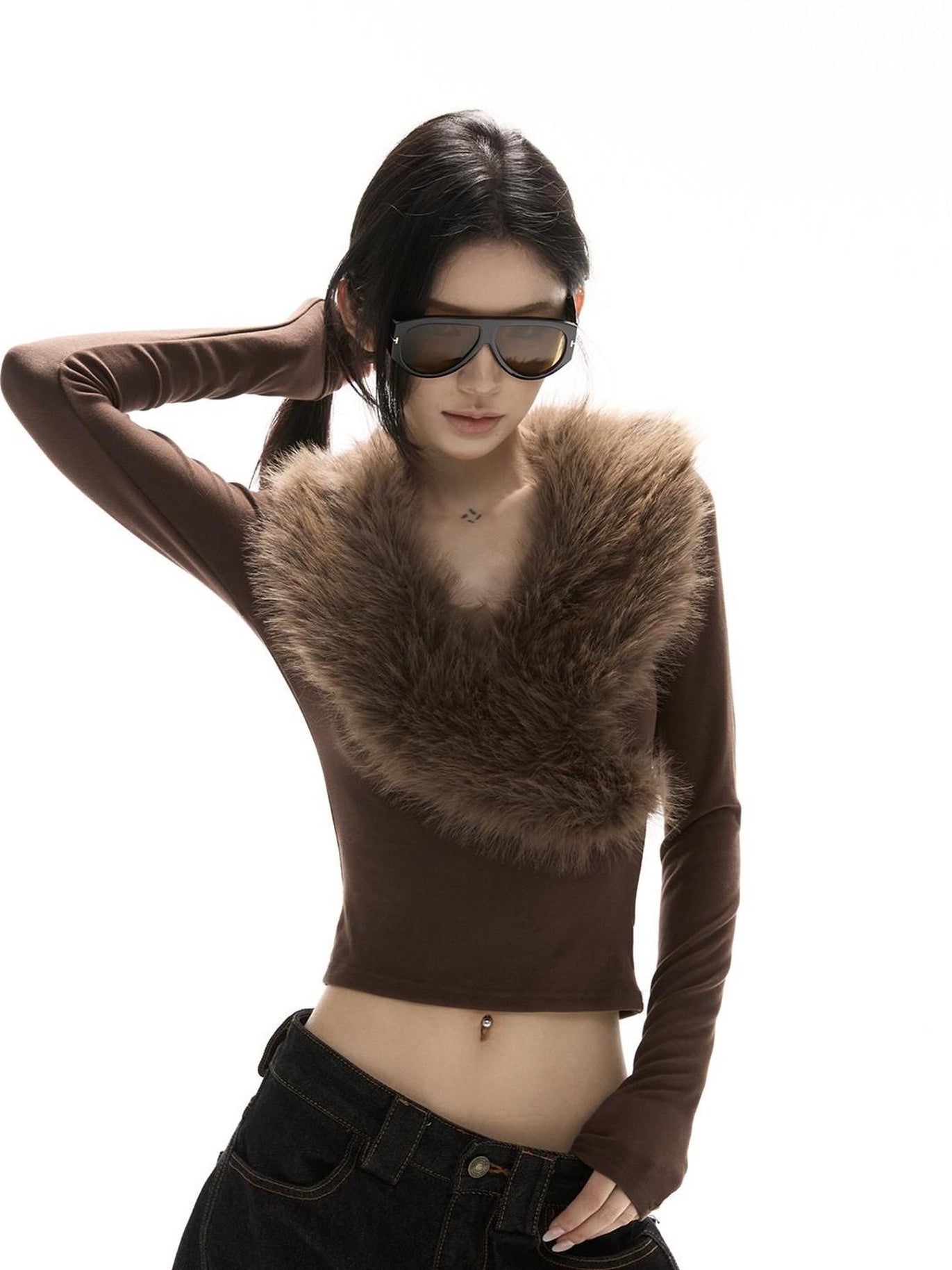 CrushOnit Soft Breathable Cotton Spandex Slim V-neck Ribbed Pullover Women Sweaters