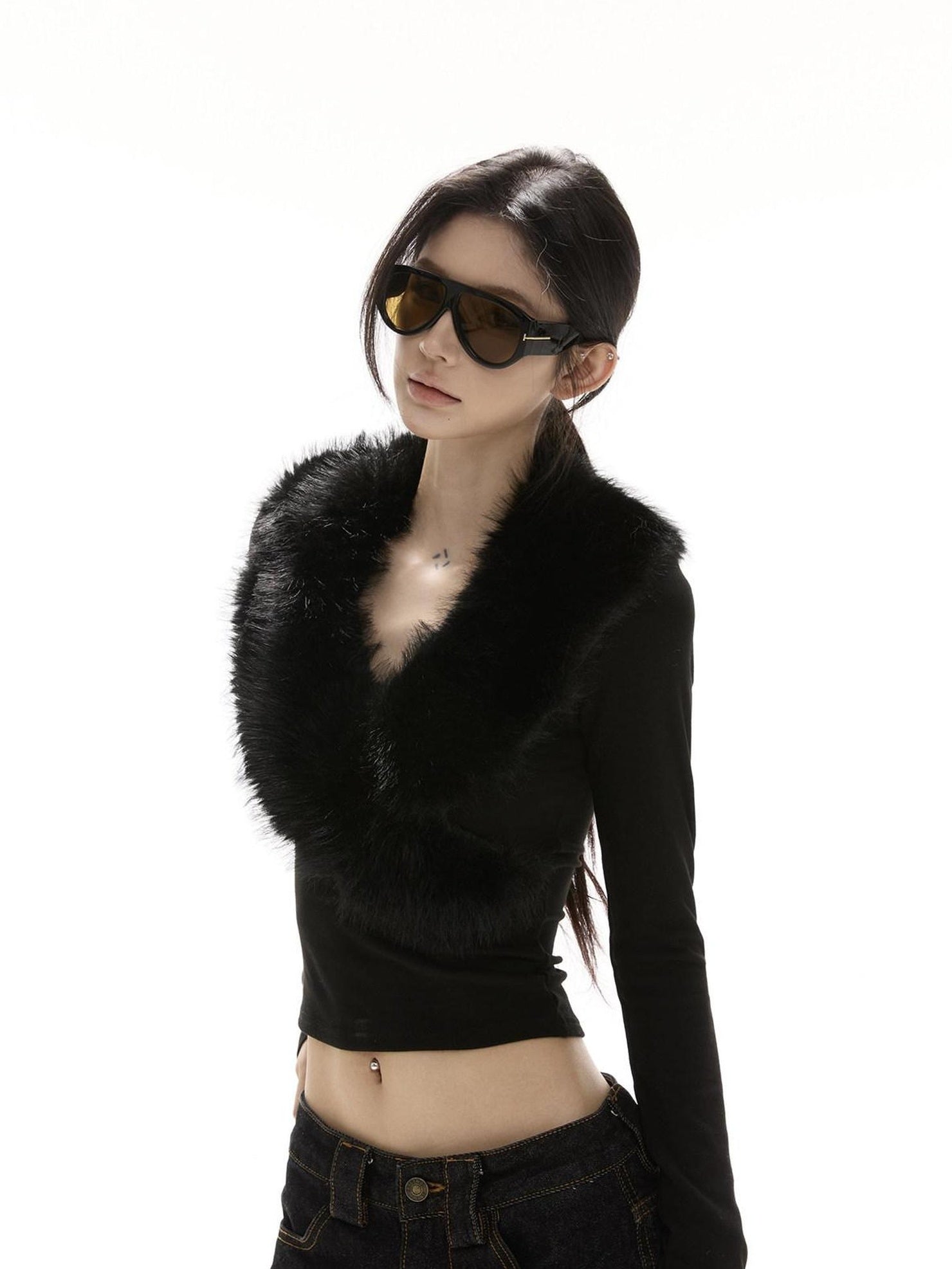 CrushOnit Soft Breathable Cotton Spandex Slim V-neck Ribbed Pullover Women Sweaters