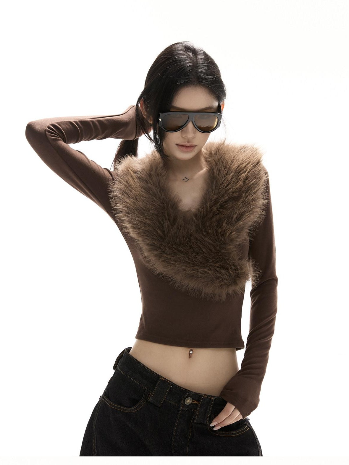 CrushOnit Soft Breathable Cotton Spandex Slim V-neck Ribbed Pullover Women Sweaters