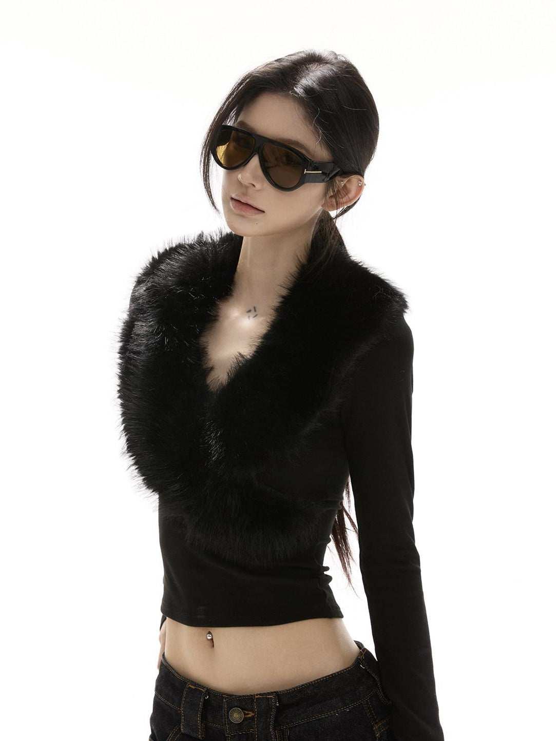 CrushOnit Soft Breathable Cotton Spandex Slim V-neck Ribbed Pullover Women Sweaters