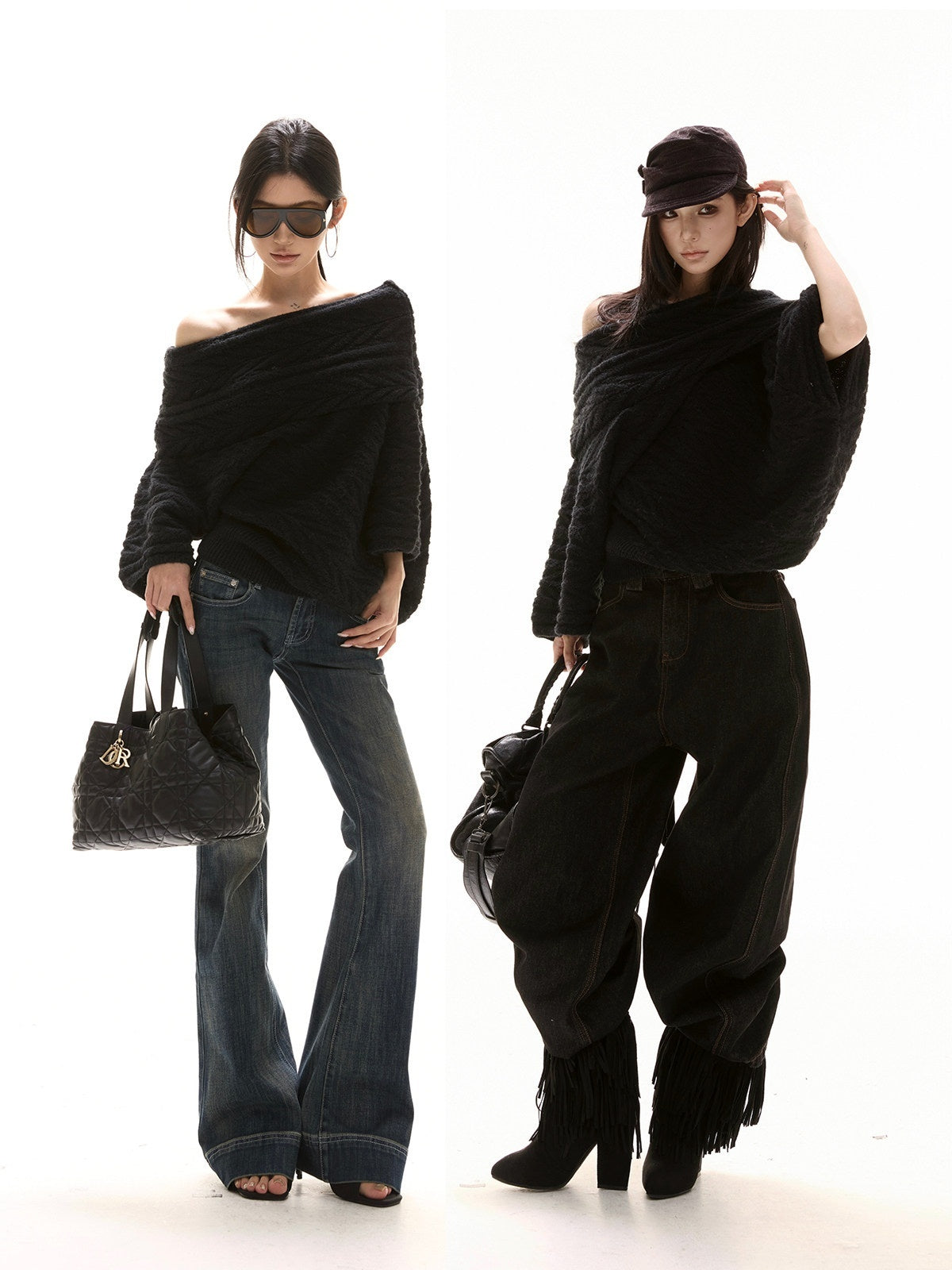 CrushOnit_Thermal_Street_Loose_Pleated_Boat_Neck_Women_Knit_Pullover_Black_Sweaters_MISSTT