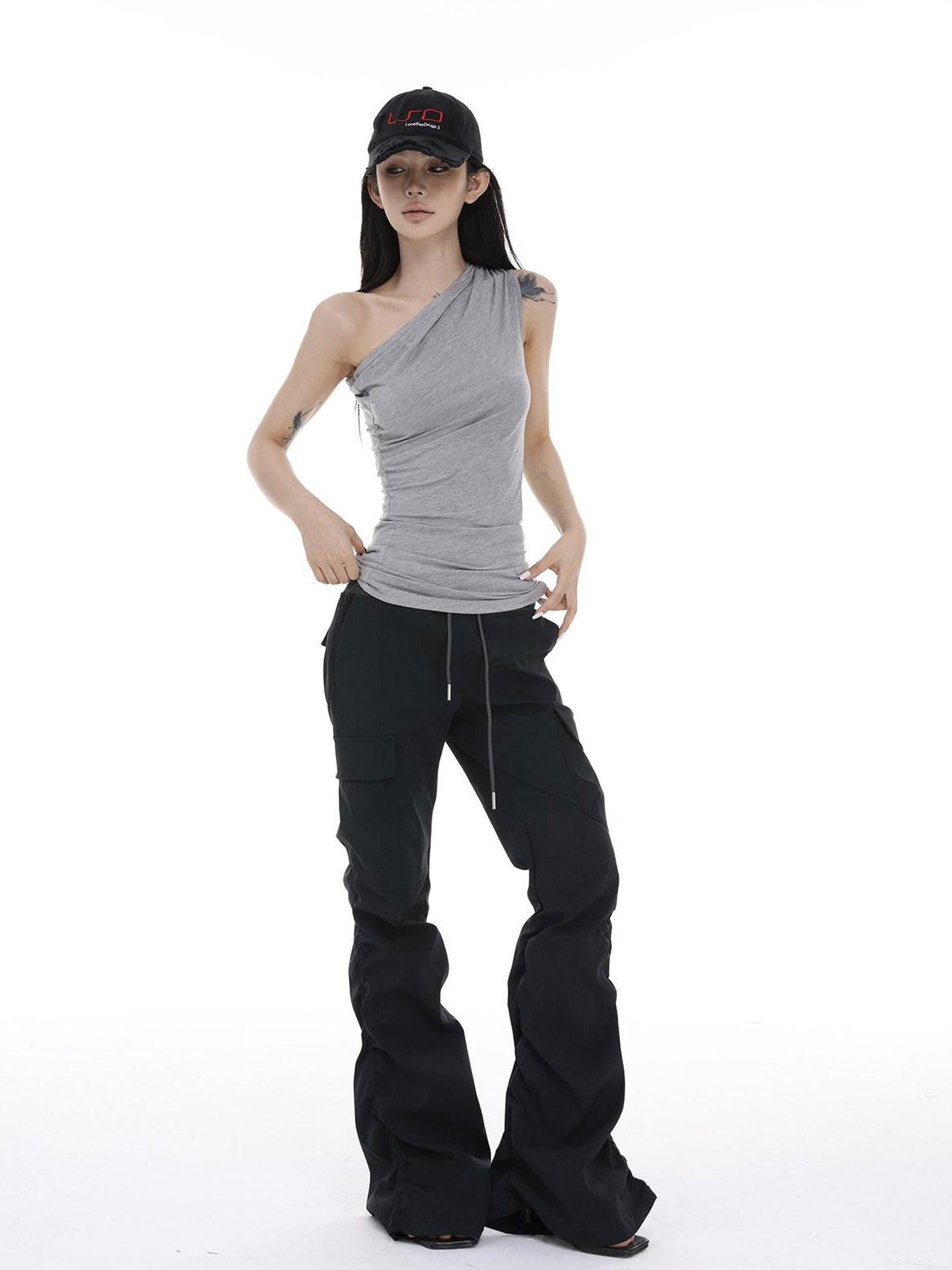 CrushOnit Versatile Asymmetrical Slim Fit Off Shoulder Cotton Stretch Women Tank Tops