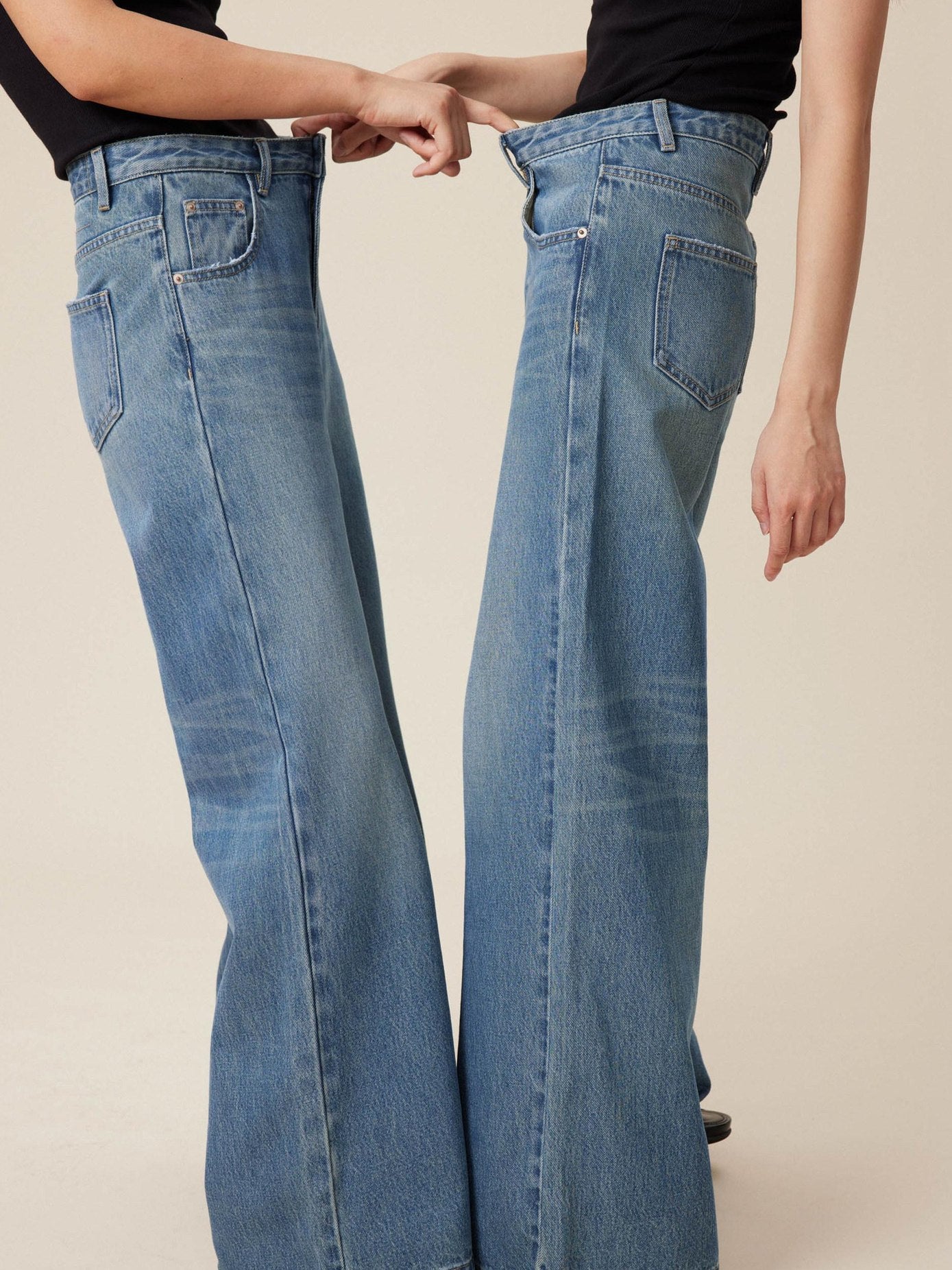 Miroment Vintage Distressed High Waist Loose Fit Cotton Women Classic Denim Jeans