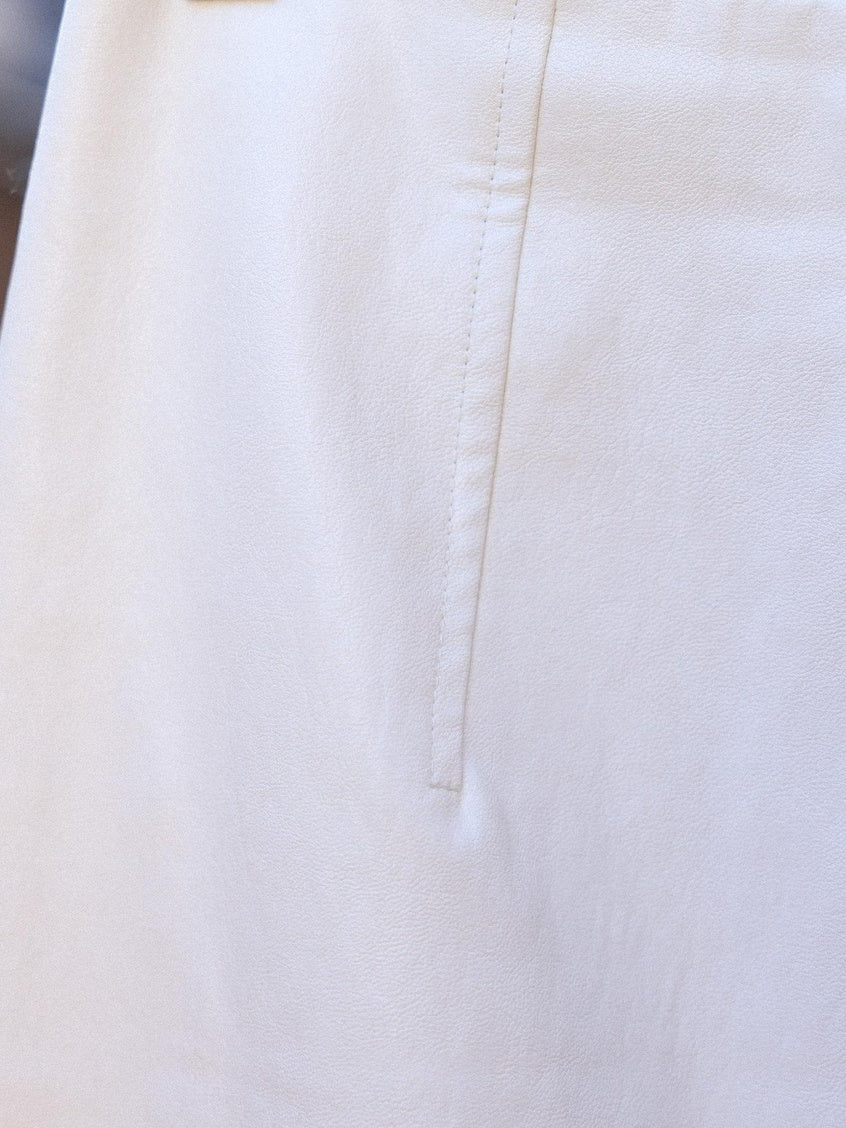 Miroment Stain Resistant Vintage High Waist Pu Zipper Straight Women Commute Midi Skirt
