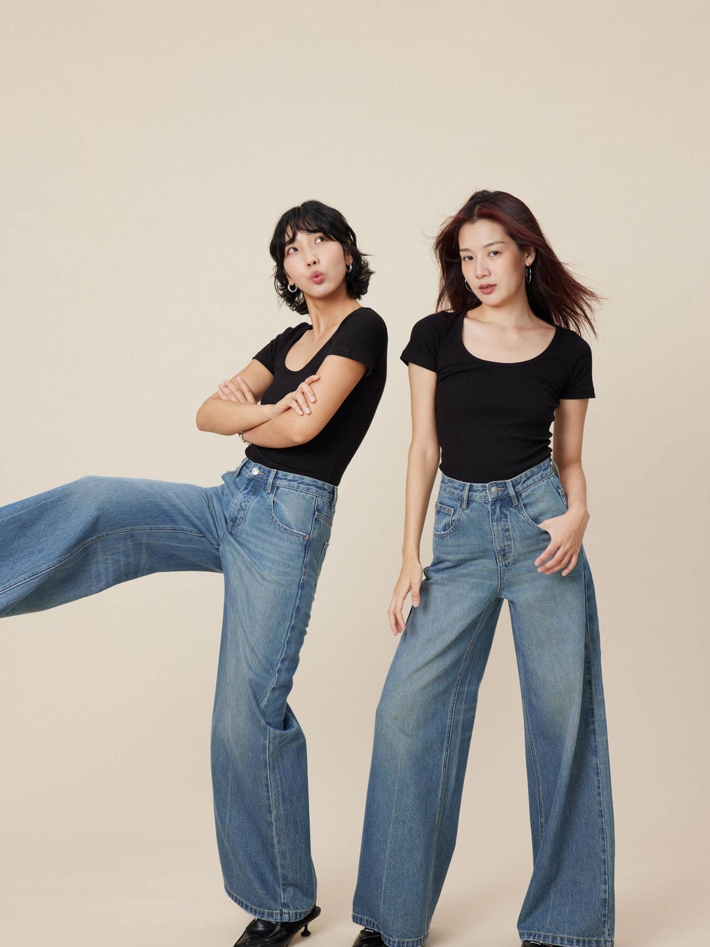 Miroment Vintage Distressed High Waist Loose Fit Cotton Women Classic Denim Jeans