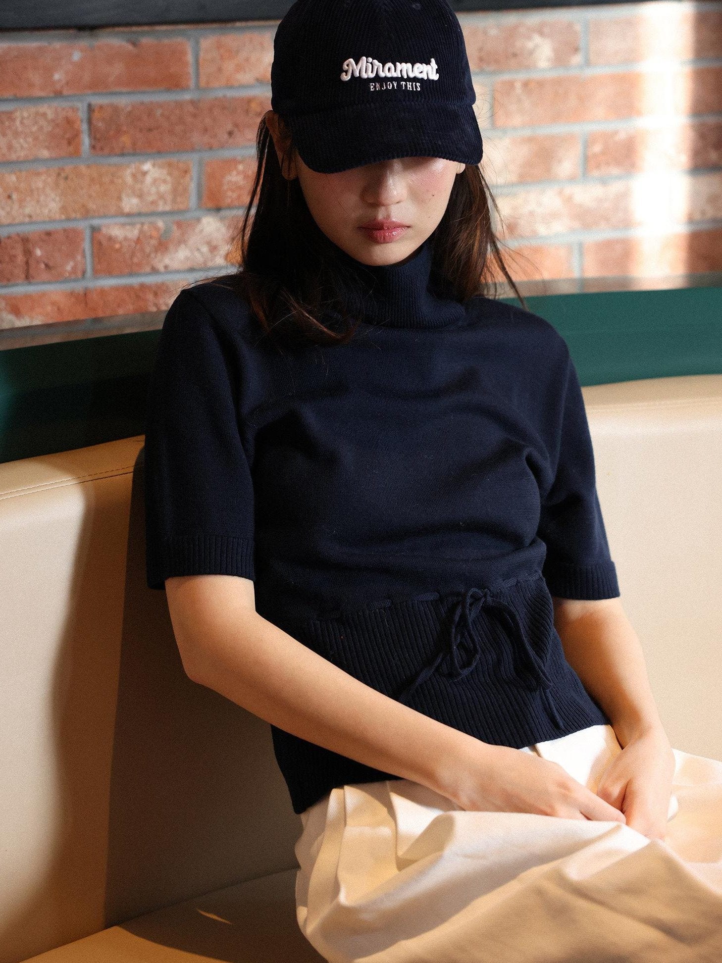 Miroment Elegant Tie Detail Slim Fit Commuter Women Wool Turtleneck Pullover Knit Sweater