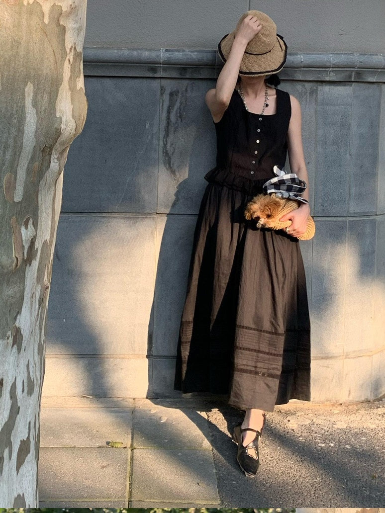 Miroment High Waist Tencel Ramie Bubble Loose Fit Zipper Casual Women Midi Skirt