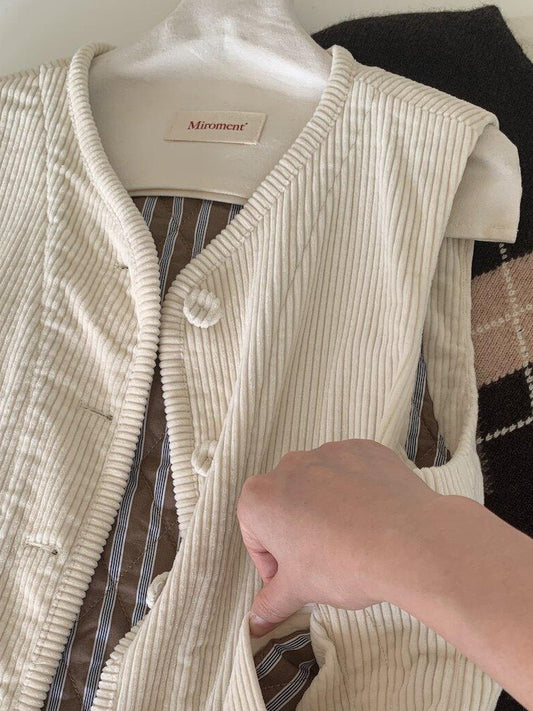 Miroment Breathable Cotton Vintage Open Cardigan Loose Outerwear Casual Everyday Vest