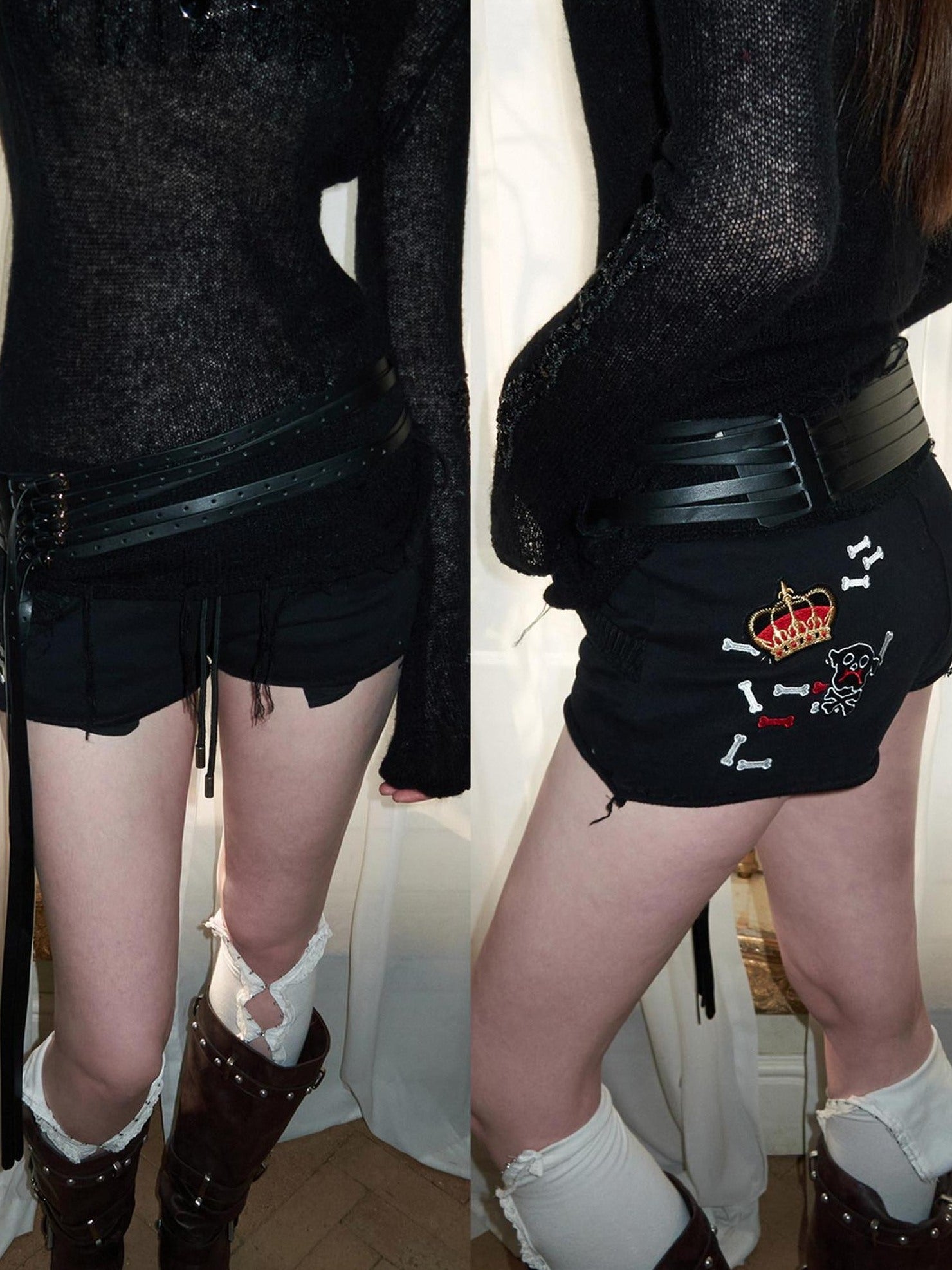 1JINN STUDIO 100 Percent Cotton Slim Fit Low Rise Casual Womens Camo Black Grey Mini Shorts