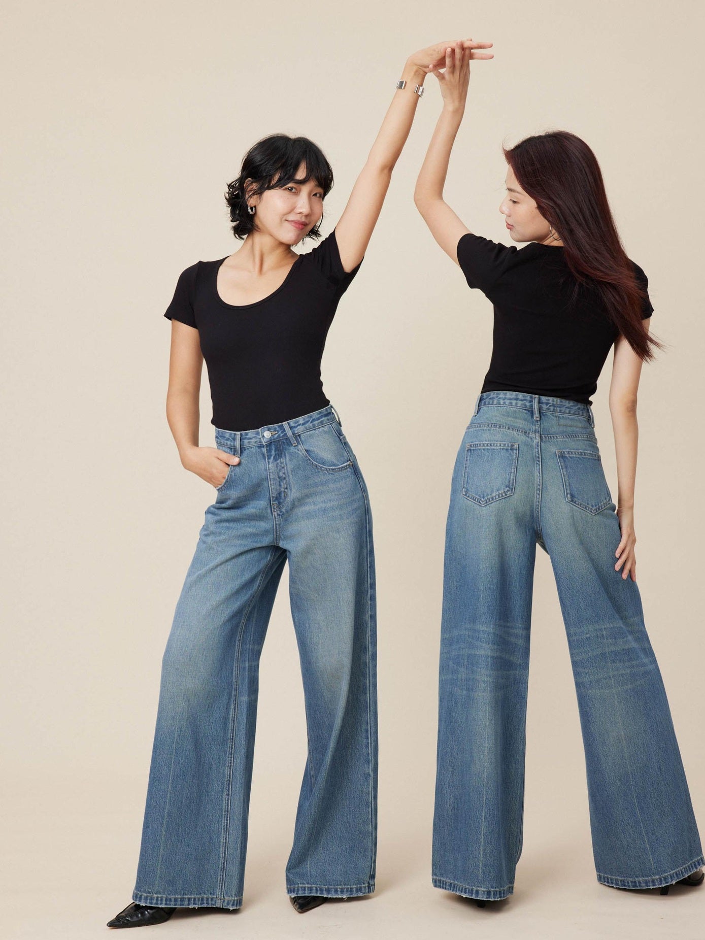 Miroment Vintage Distressed High Waist Loose Fit Cotton Women Classic Denim Jeans