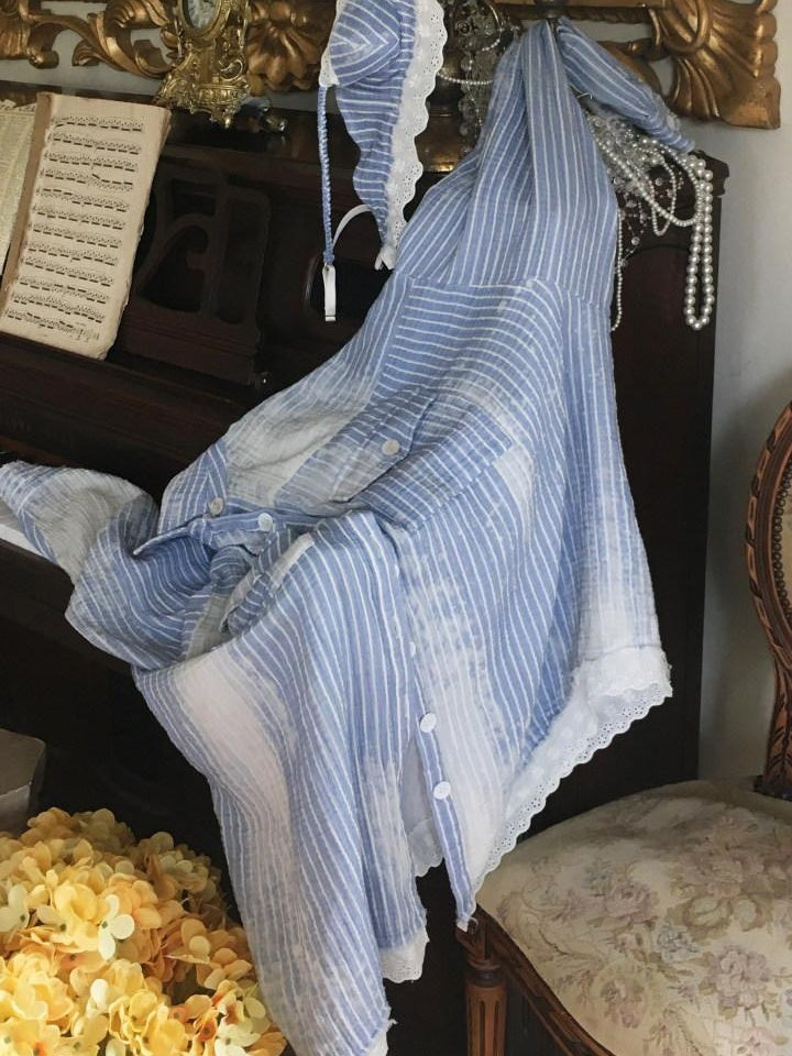 1JINN STUDIO Striped Lace Cotton Three Piece Straight Fit Female Shirt Style Tube Tops