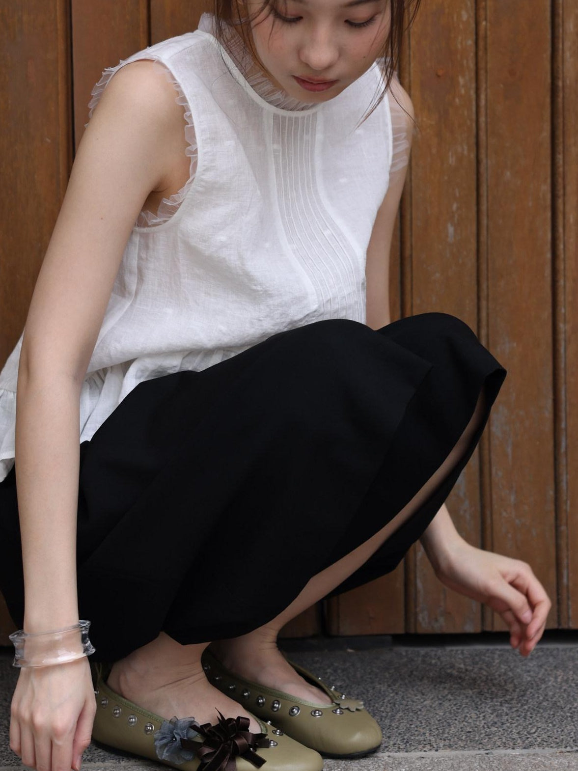 Miroment Breathable Linen Polka Dot Commuter Loose Fit Crew Neck Racerback Tank Tops