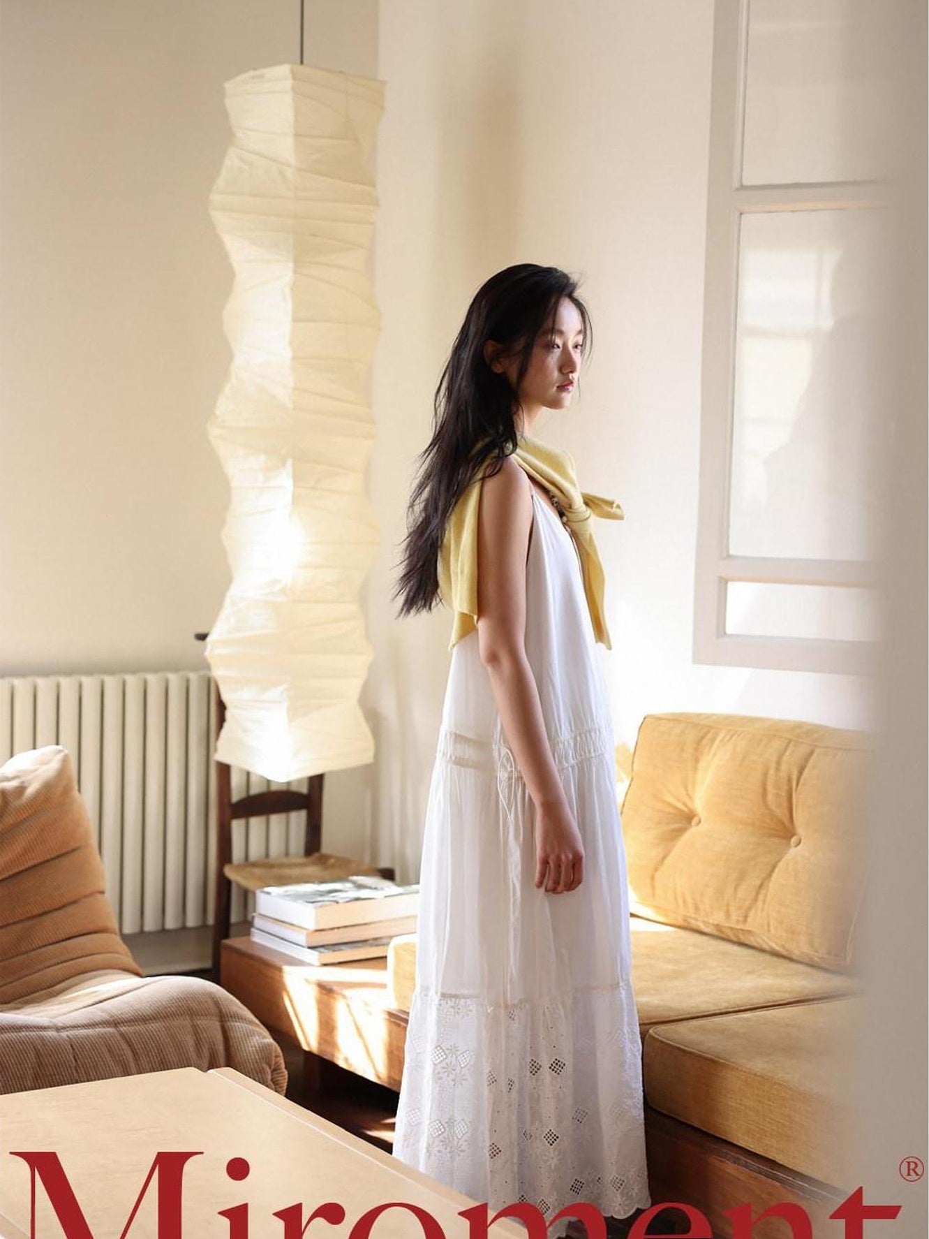 Miroment Soft Pure Cotton Embroidered Casual V-neck Spaghetti Strap Ladies Slip Dresses