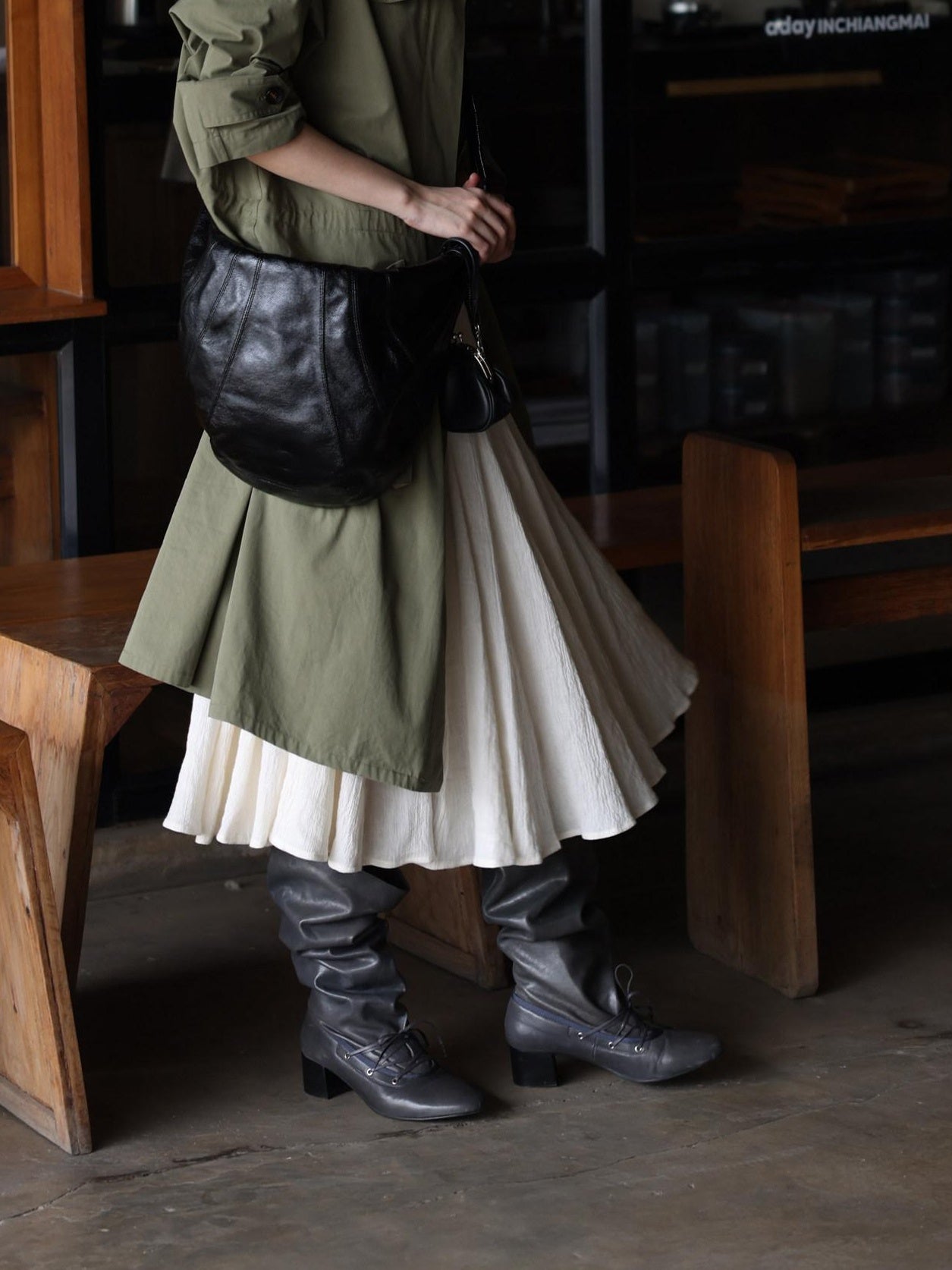 Miroment Lightweight Cotton Lyocell Loose Stand Collar Midlength Women Long Trench Coat