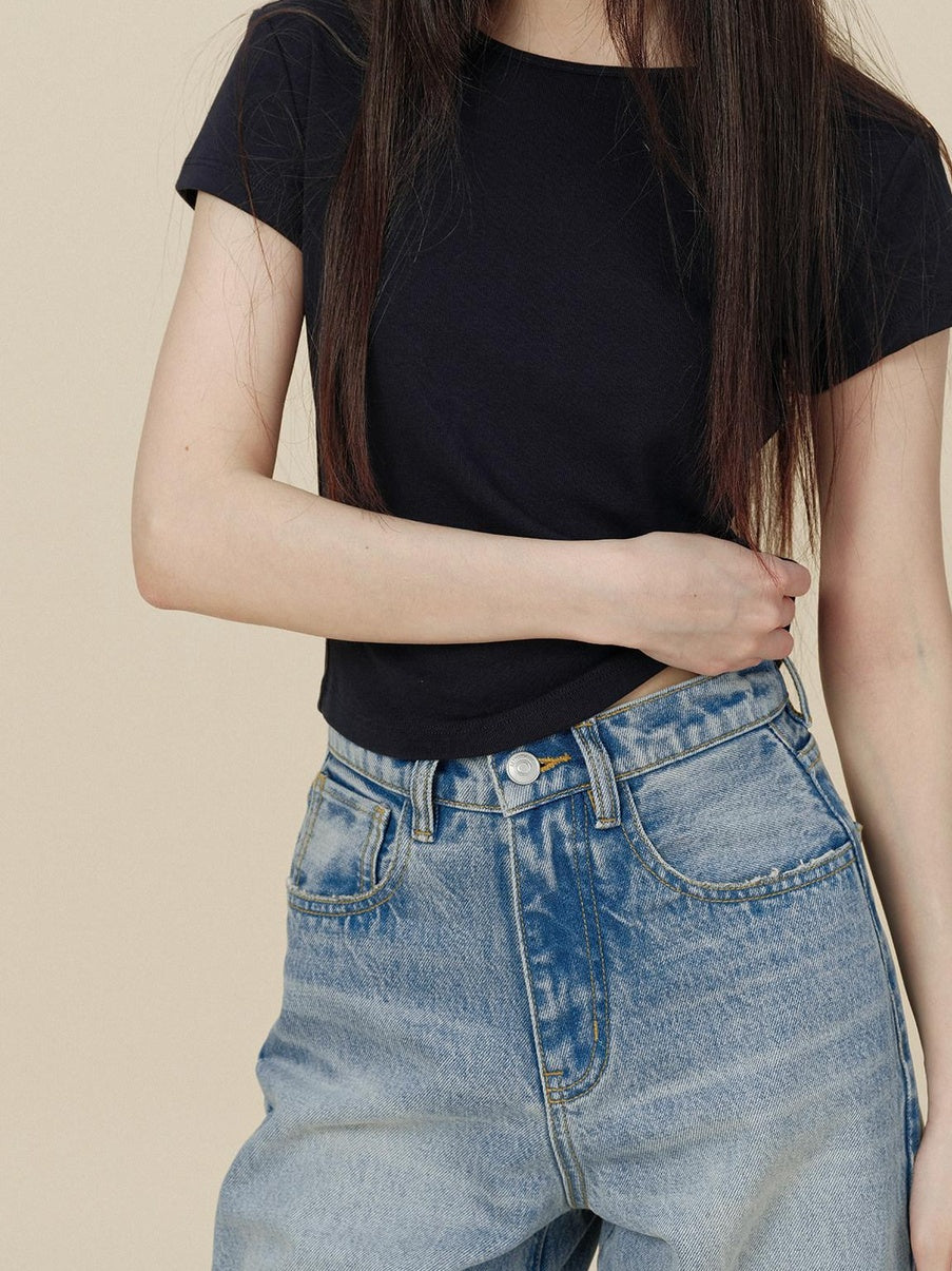 Miroment Soft Cotton Polyester Slim Fit Crop Round Neck Office Solid Fitted Tank Tops