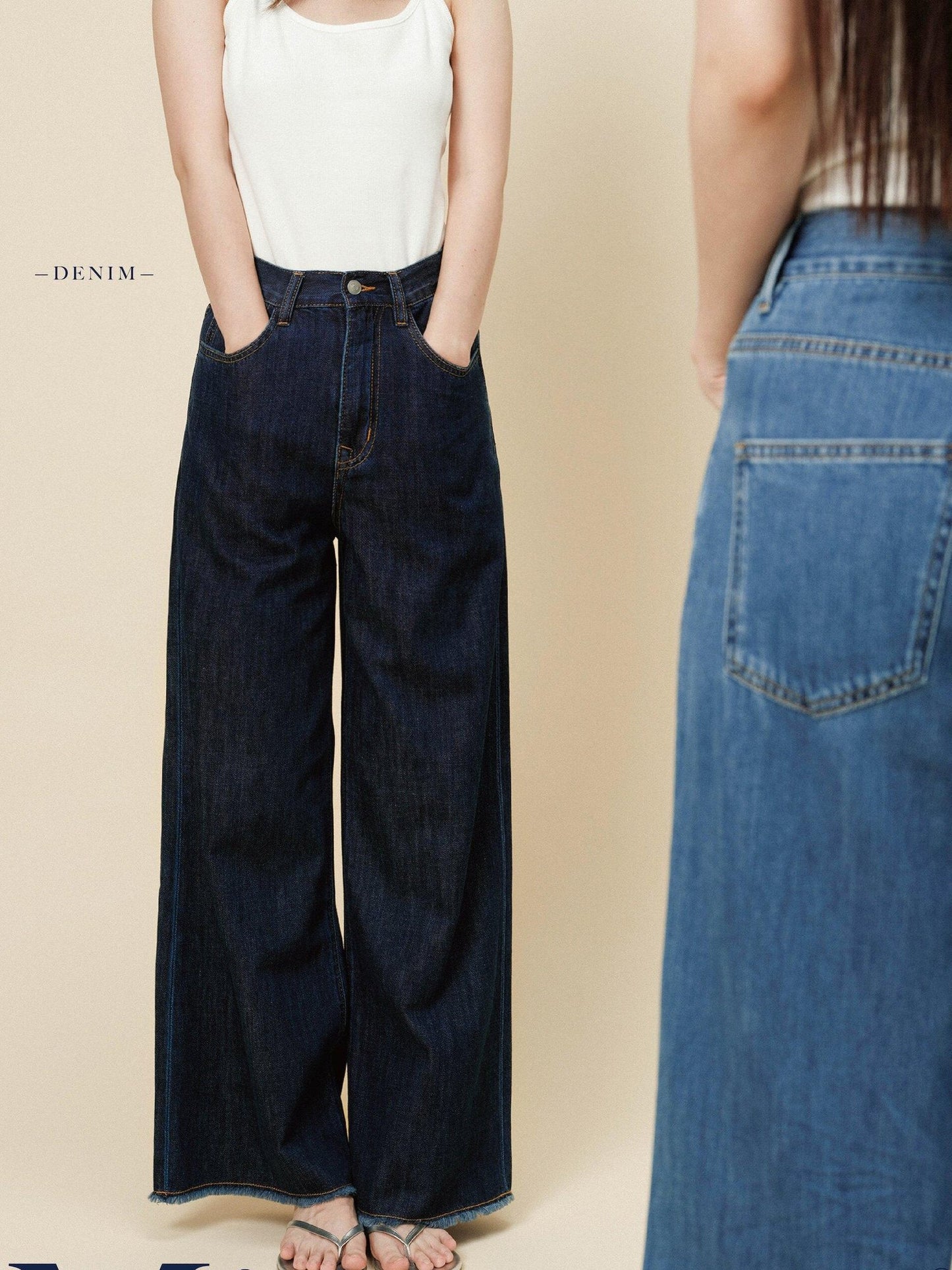 Miroment High Waist Straight Leg Cotton Non Stretch Casual Women Classic Blue Denim Jeans