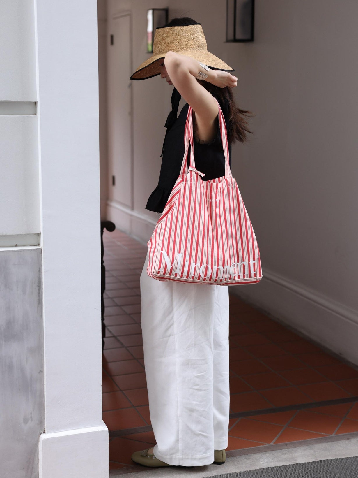 Miroment Contrast Color Mini Square Single Shoulder Cotton Canvas Tote Bag