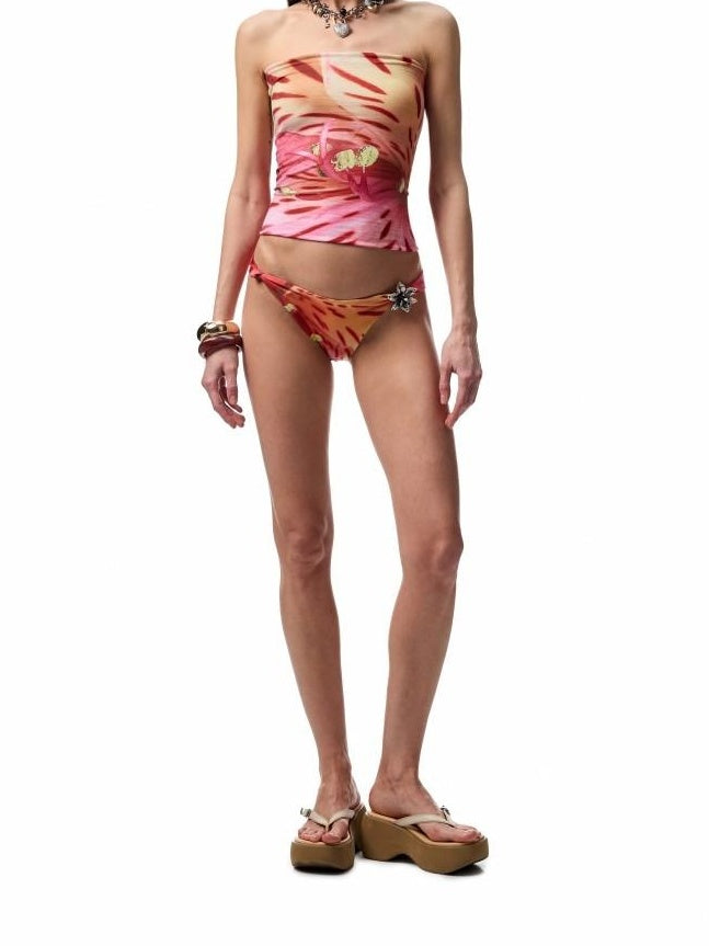 1JINN STUDIO Floral Print Two Piece Removable Chest Pad Casual For Women Top & Shorts Sets