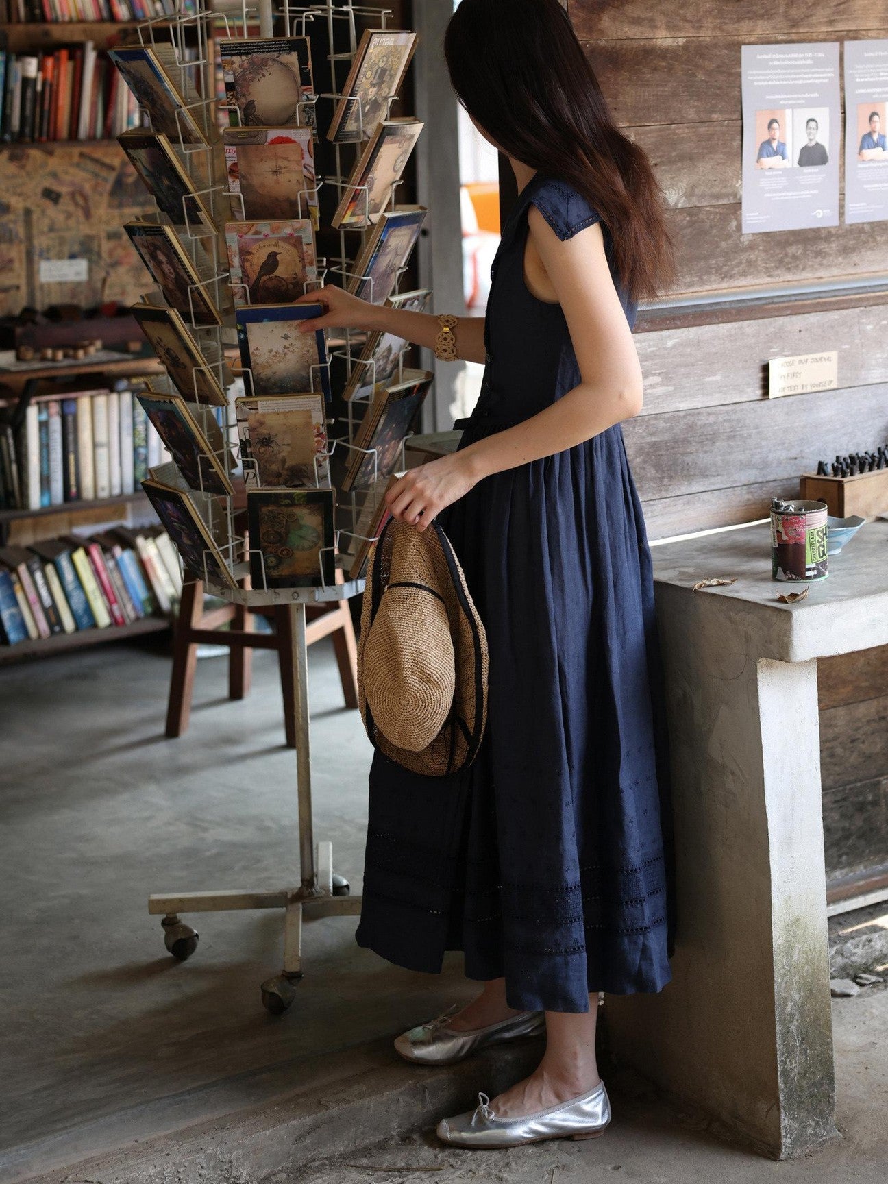Miroment Elegant Sleeveless High Waist A Line V-neck Women Pure Ramie Maxi Dresses