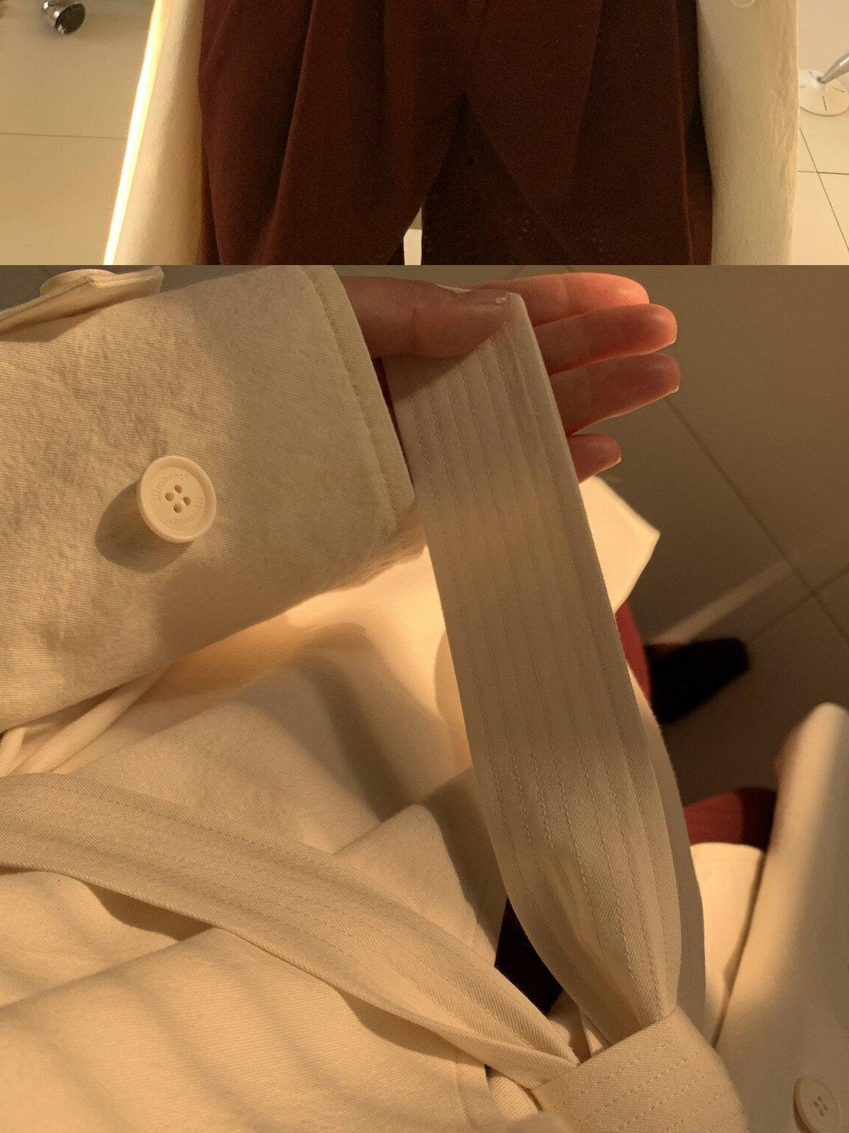 Miroment Elegant Wool Blend Double Breasted Tailored Midi Women Cream Long Trench Coat