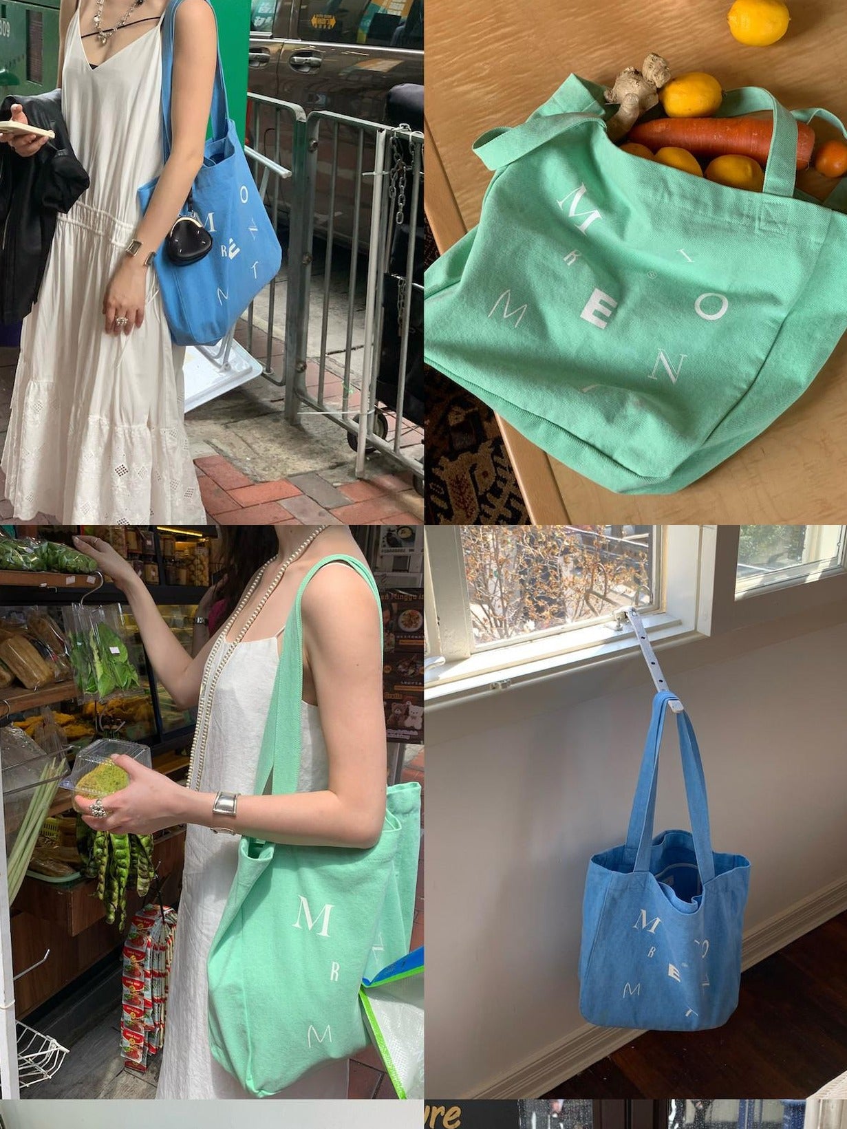 Miroment Colorblock Cotton Small Square Shoulder Pastel Women Casual Canvas Tote Bag