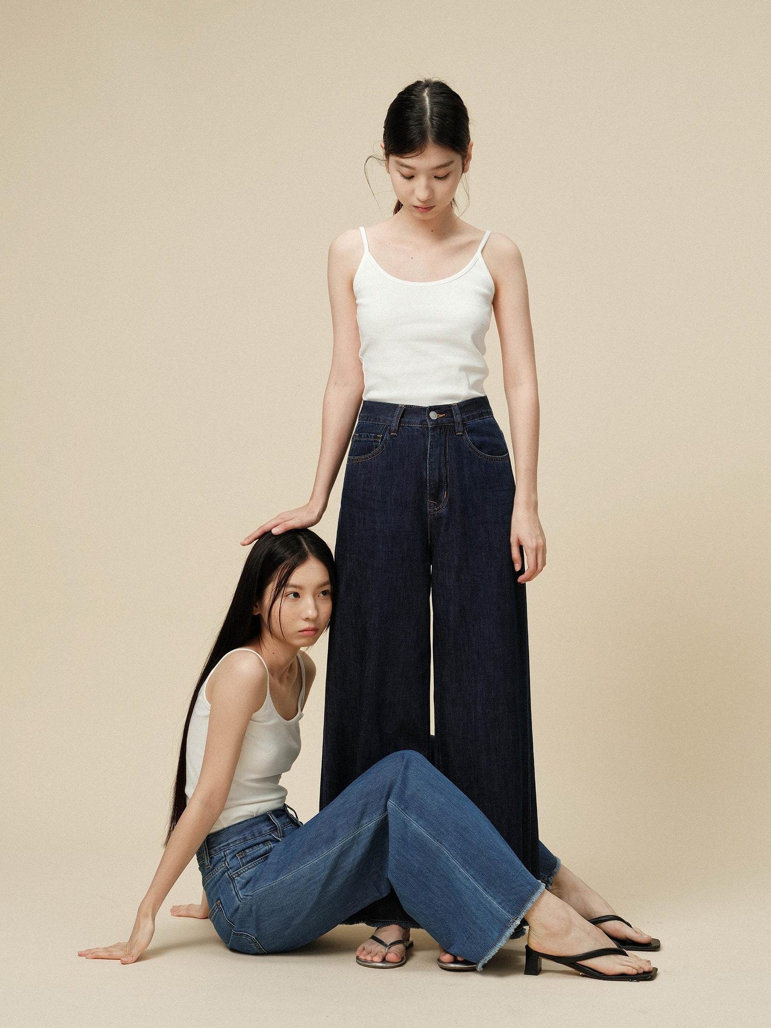 Miroment High Waist Straight Leg Cotton Non Stretch Casual Women Classic Blue Denim Jeans