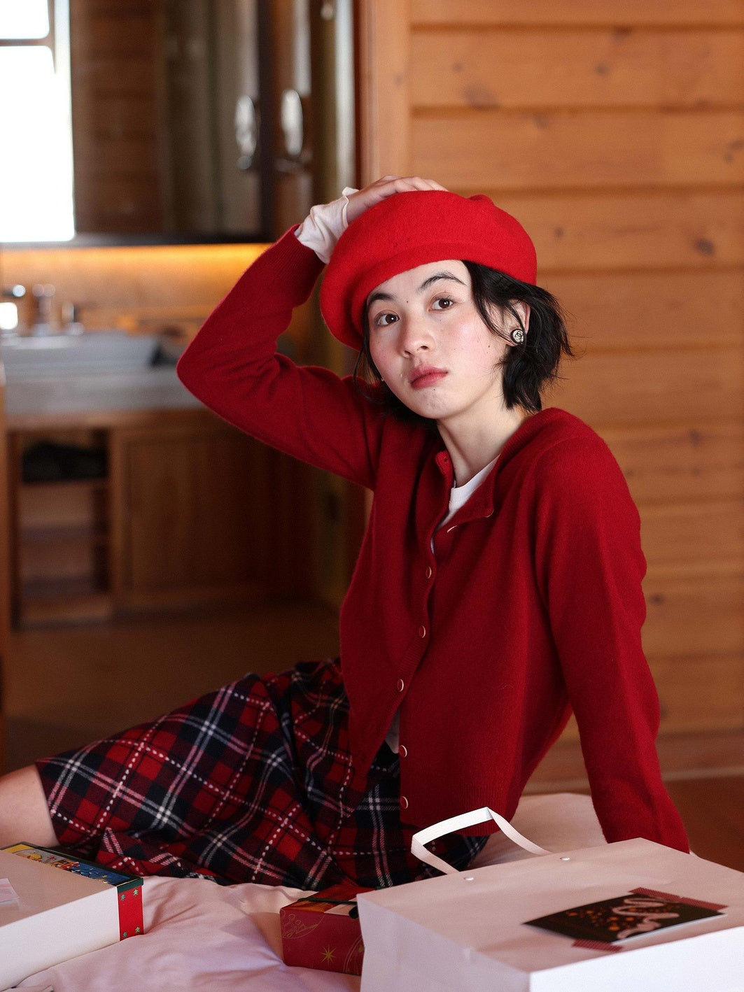 Miroment 100 Percent Cashmere Soft Cardigan Women Dreamy Red Blue Knit Sweaters