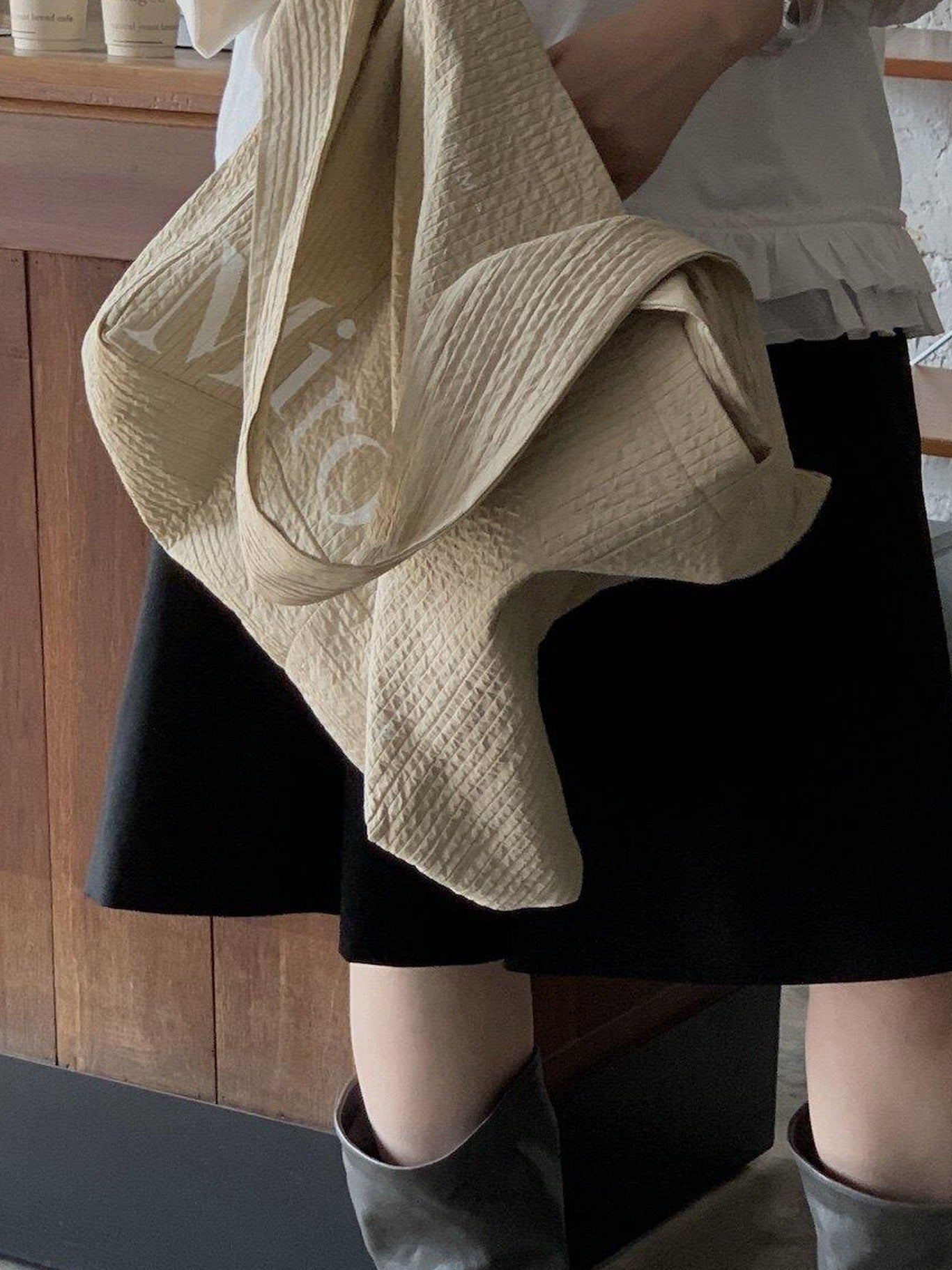 Miroment Versatile Simple High Waist 100 Percent Wool Wide Leg Women Everyday Midi Skirt