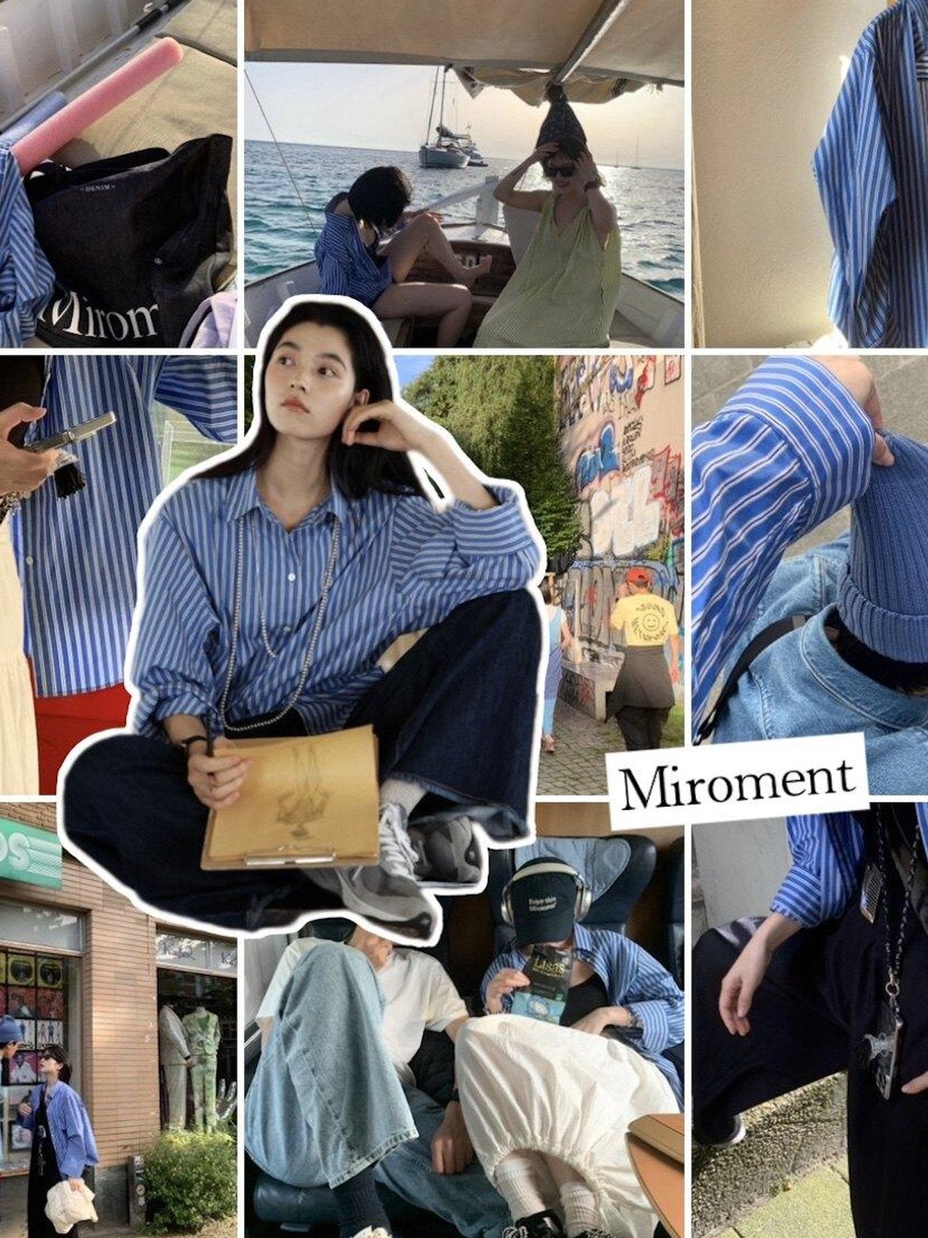 Miroment Soft Cotton Casual Loose Drop Shoulder Long Sleeve Women Durable Striped Shirt