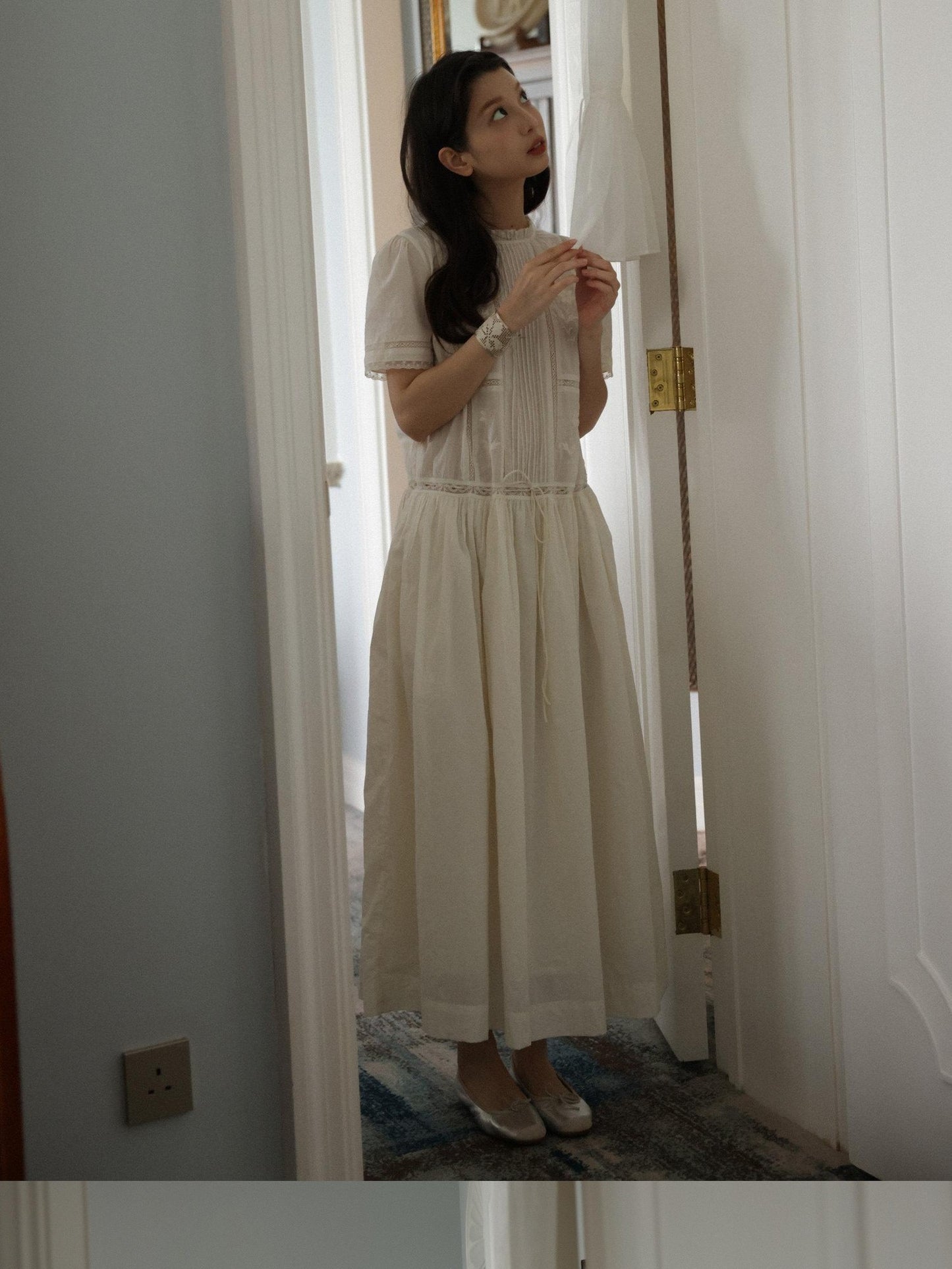 Miroment Pure Cotton Short Sleeve Elegant Patchwork Casual Everyday Maxi Dresses