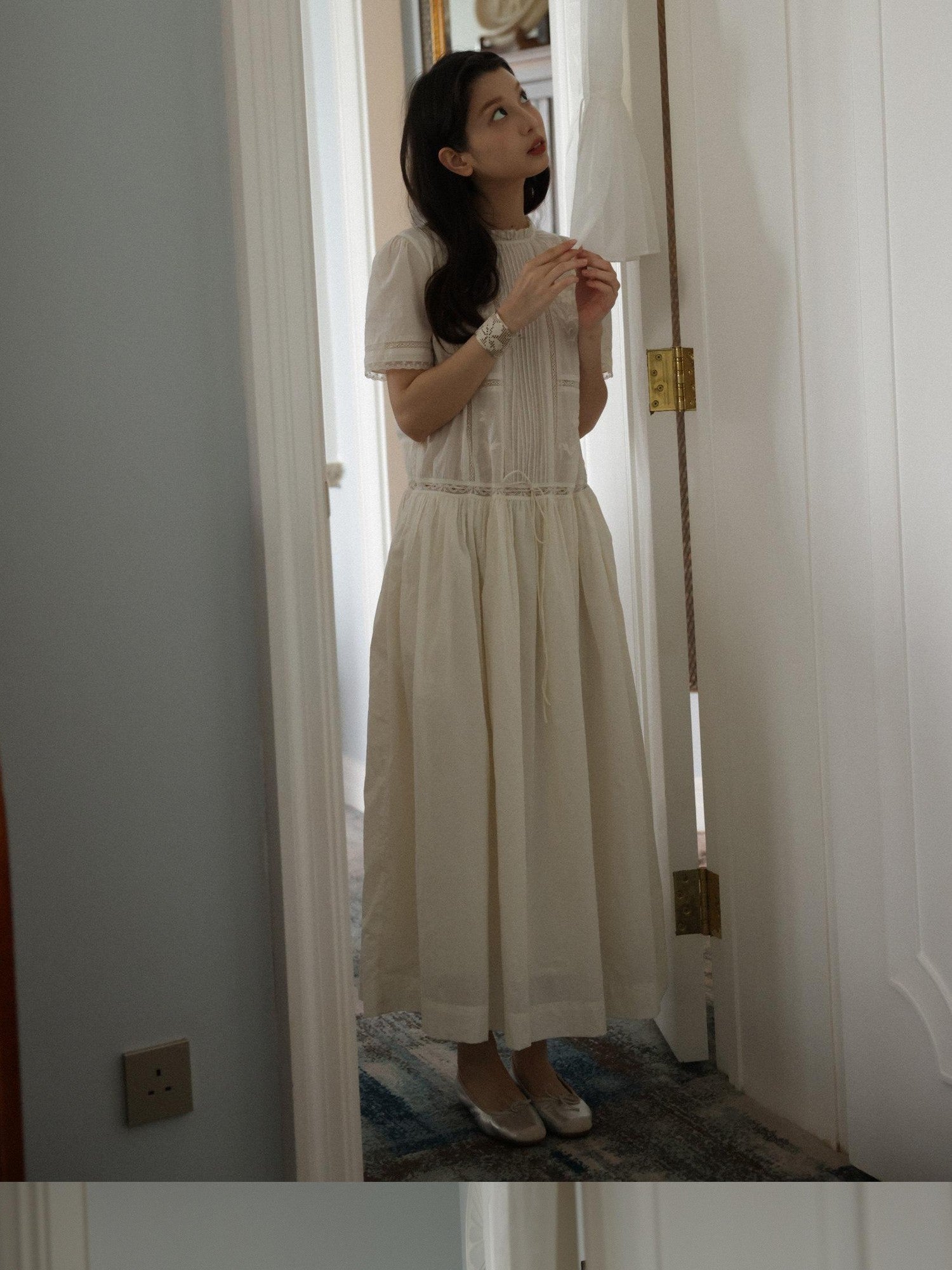 Miroment Pure Cotton Short Sleeve Elegant Patchwork Casual Everyday Maxi Dresses