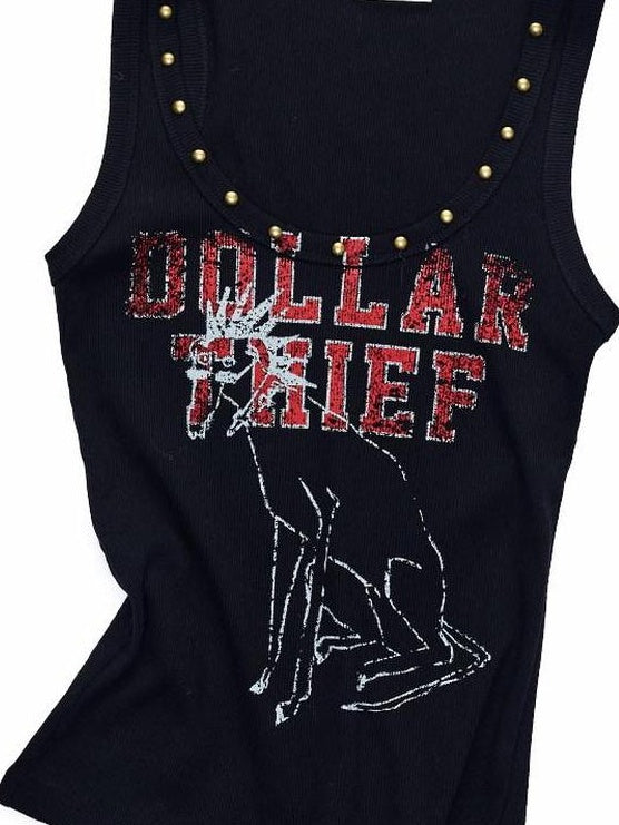 1JINN STUDIO 100 Percent Cotton Printed U Neck Cropped Slim Casual Women Racerback Knitwear