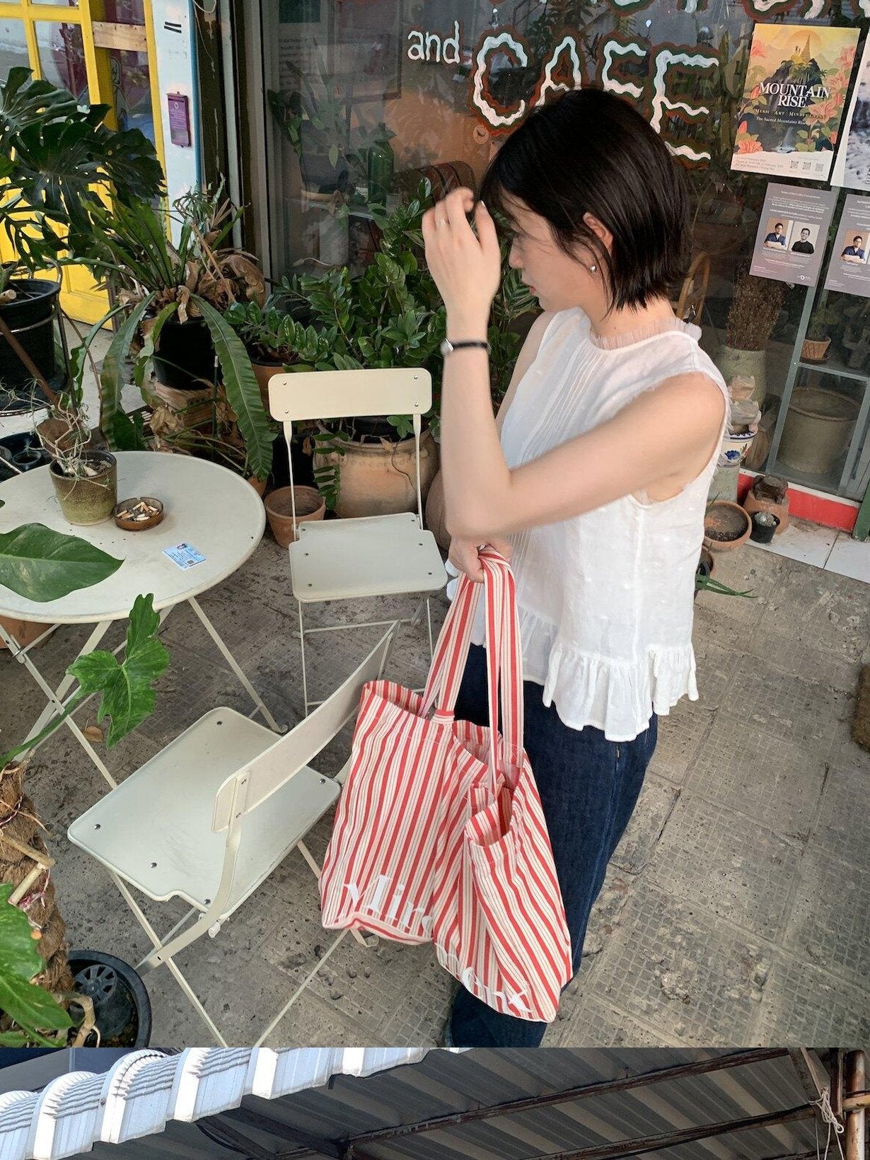 Miroment Contrast Color Mini Square Single Shoulder Cotton Canvas Tote Bag
