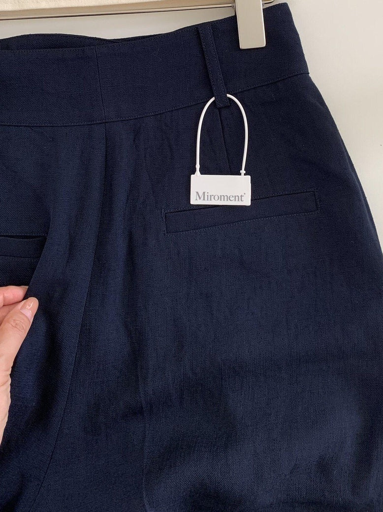 Miroment Uv Protection Silky Acetate High Waist Wide Leg Women Navy Casual Pants