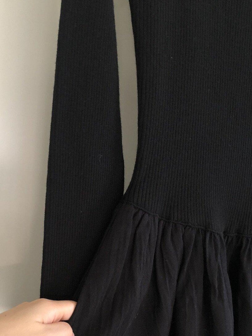 Miroment Soft Cotton Wool Blend Elegant Pleated Patchwork Mid Waist Maxi Dresses