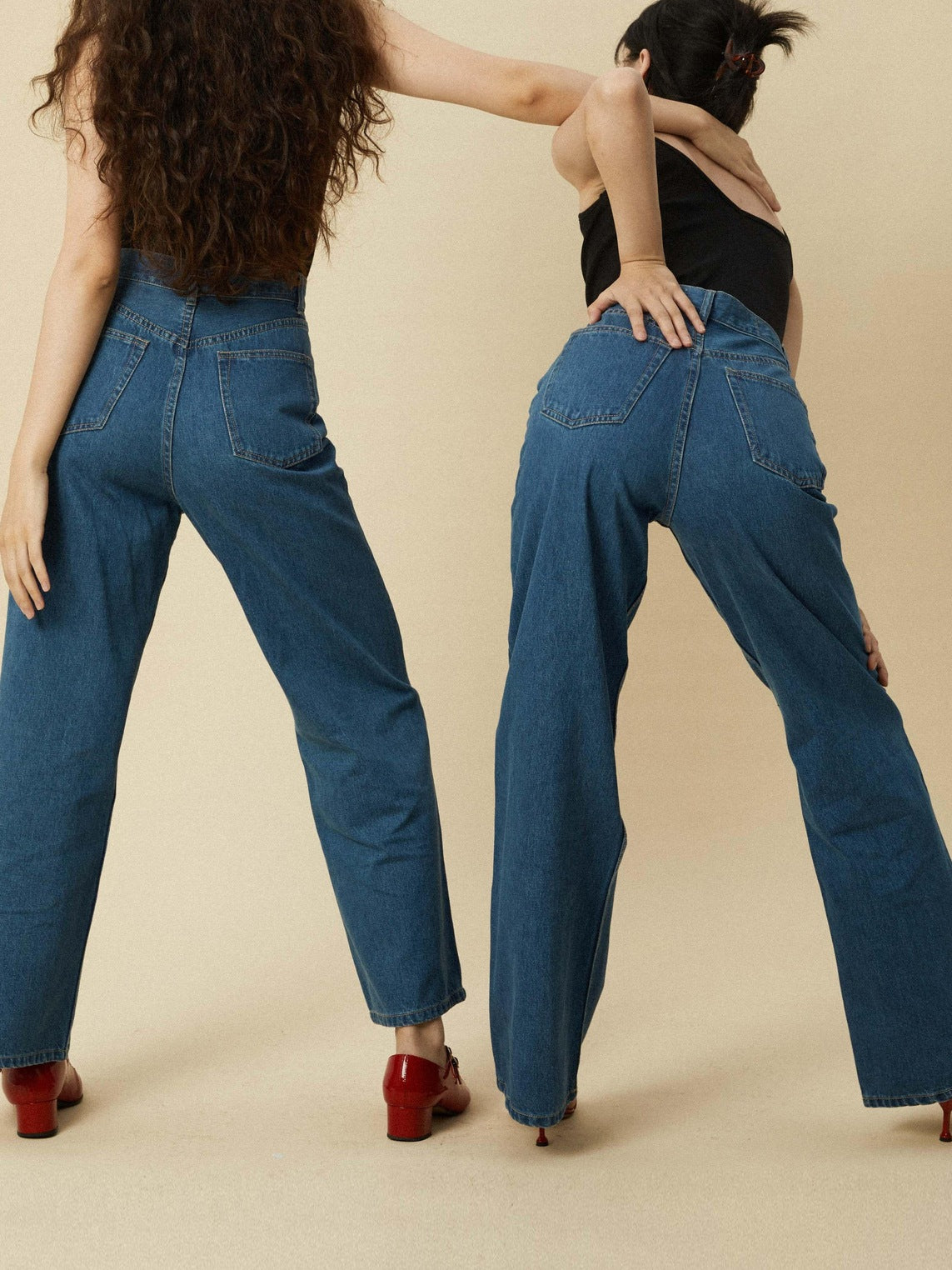 Miroment High Waist Vintage Straight Leg Non Stretch Cotton Women Classic Denim Jeans